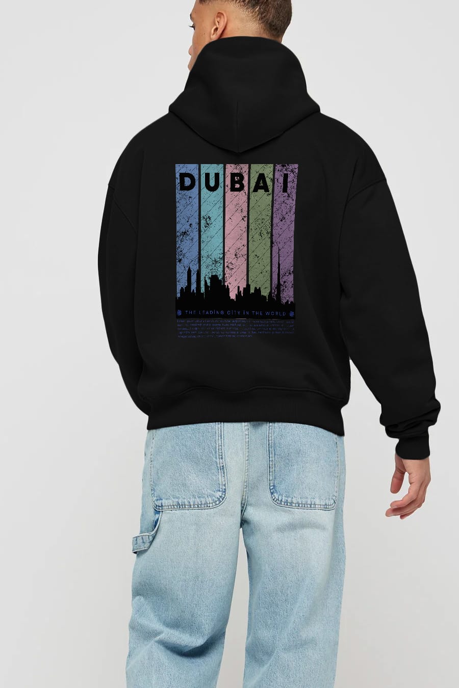 Dubai Yazılı Arka Baskılı Oversize Hoodie Kapüşonlu Sweatshirt Erkek Kadın Unisex