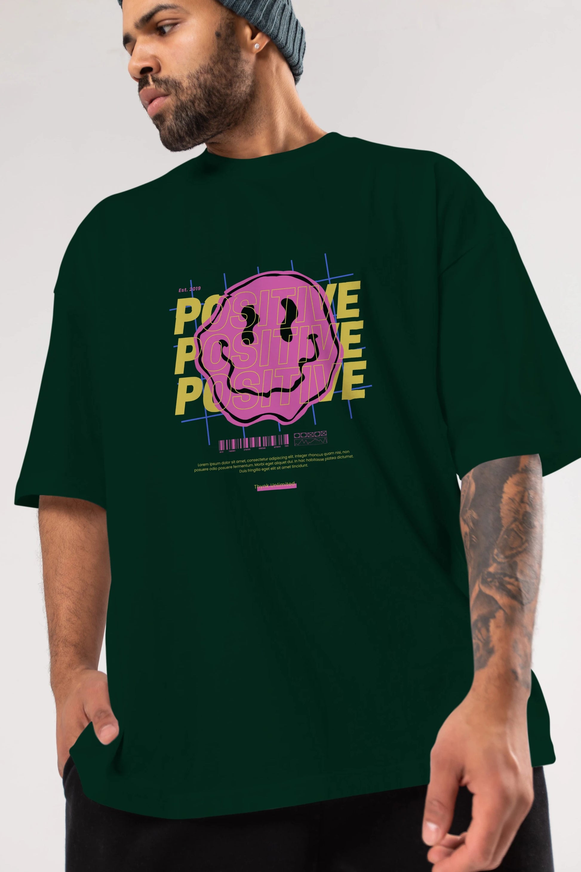 Positive 2 Ön Baskılı Oversize t-shirt Erkek Kadın Unisex