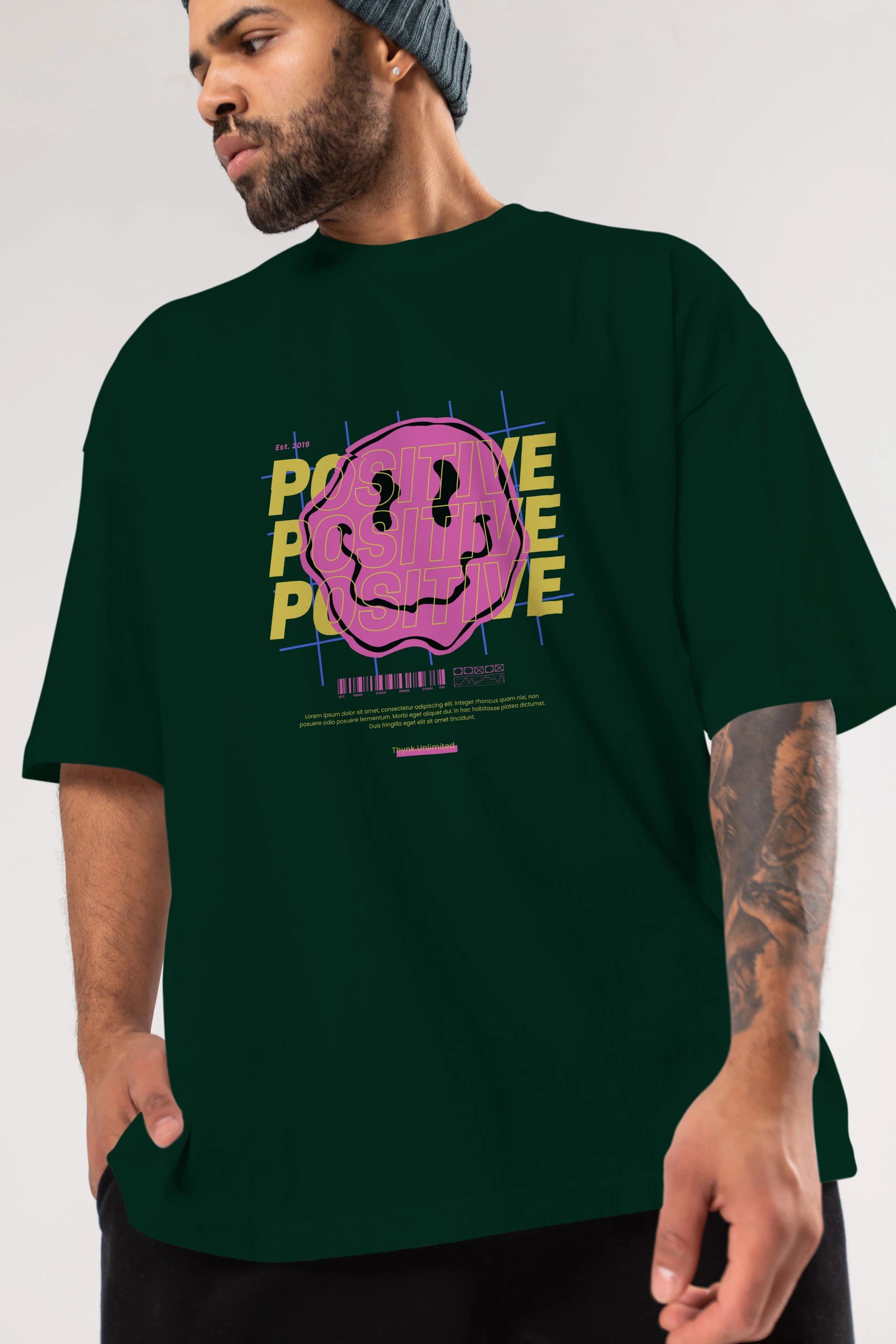 Positive 2 Ön Baskılı Oversize t-shirt Erkek Kadın Unisex