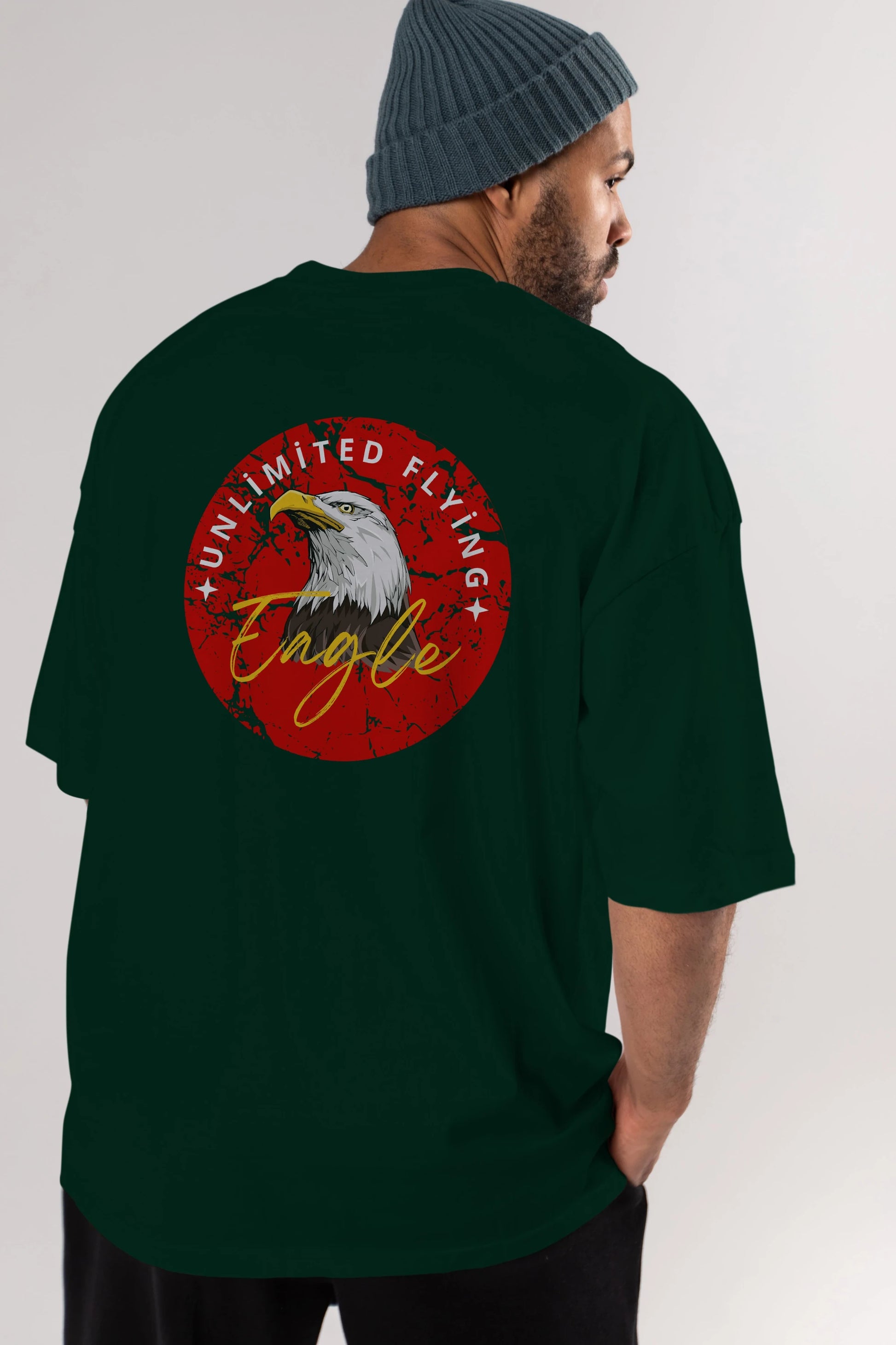 Unlimited Flying Yazılı Arka Baskılı Oversize t-shirt Erkek Kadın Unisex