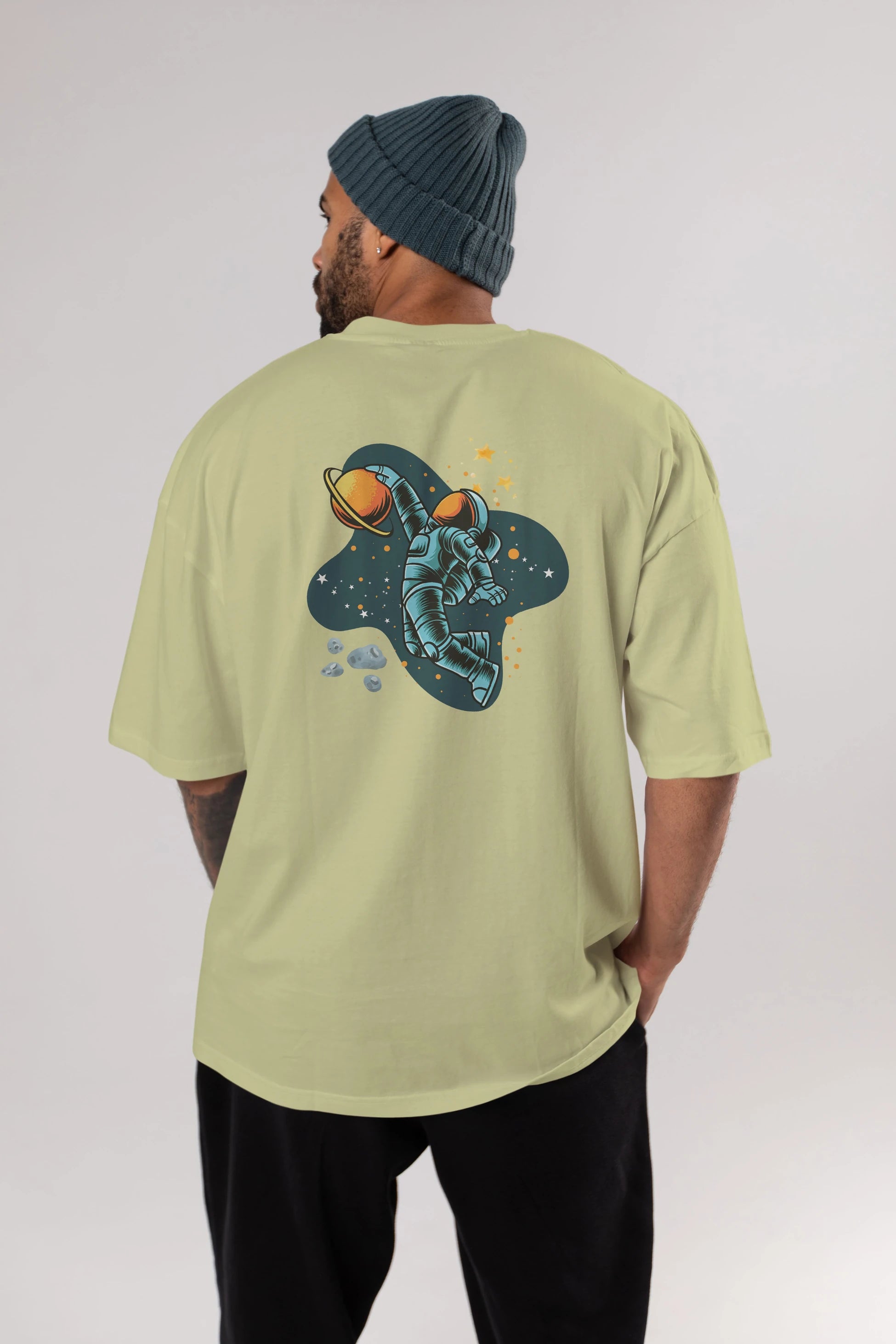Astronot Basketbol Arka Baskılı Oversize t-shirt Erkek Kadın Unisex