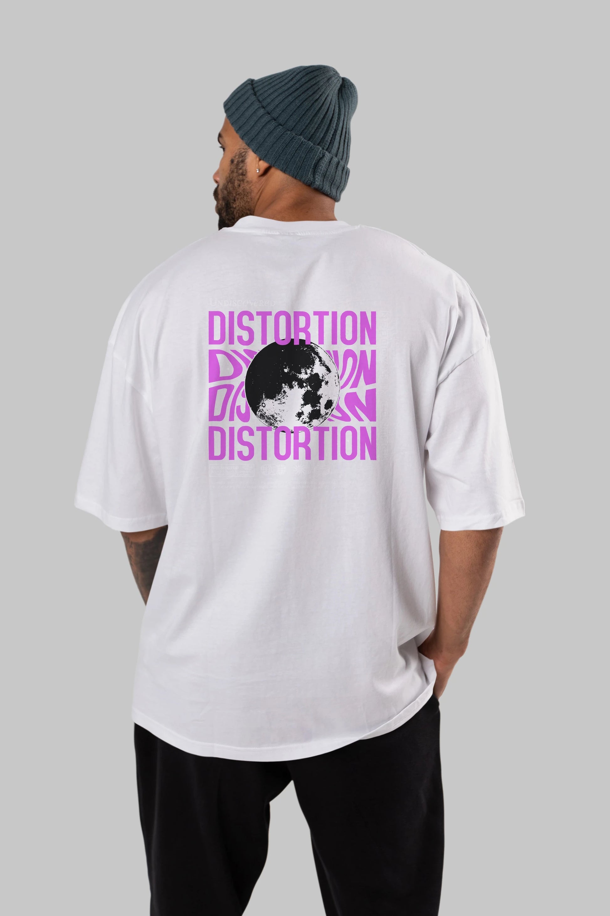 Distortion Arka Baskılı Oversize t-shirt Erkek Kadın Unisex