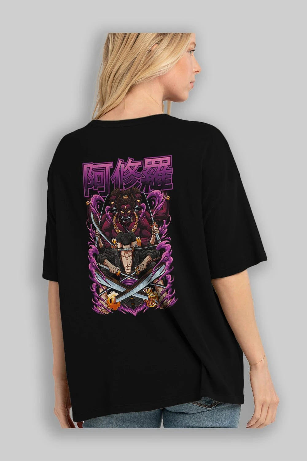 Roronoa Zoro 1 Anime Arka Baskılı Oversize t-shirt Erkek Kadın Unisex