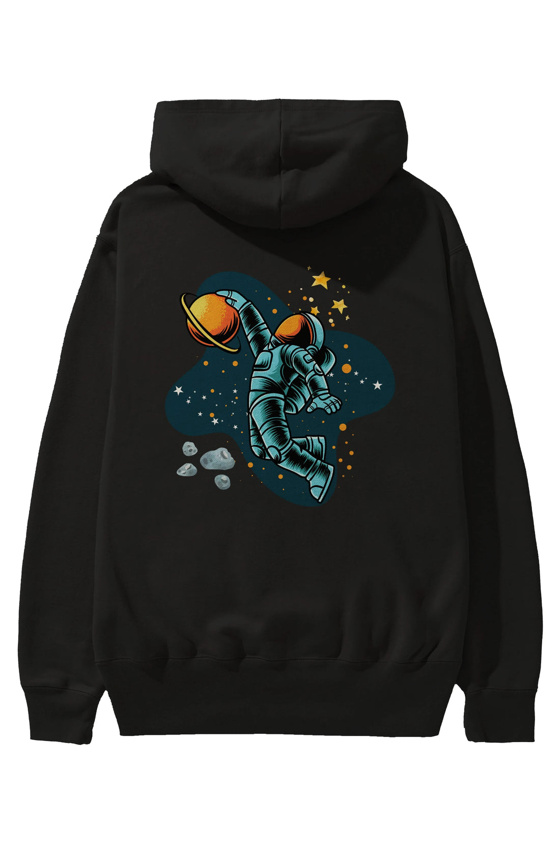 Astronot Basketbol Arka Baskılı Oversize Hoodie Kapüşonlu Sweatshirt Erkek Kadın Unisex