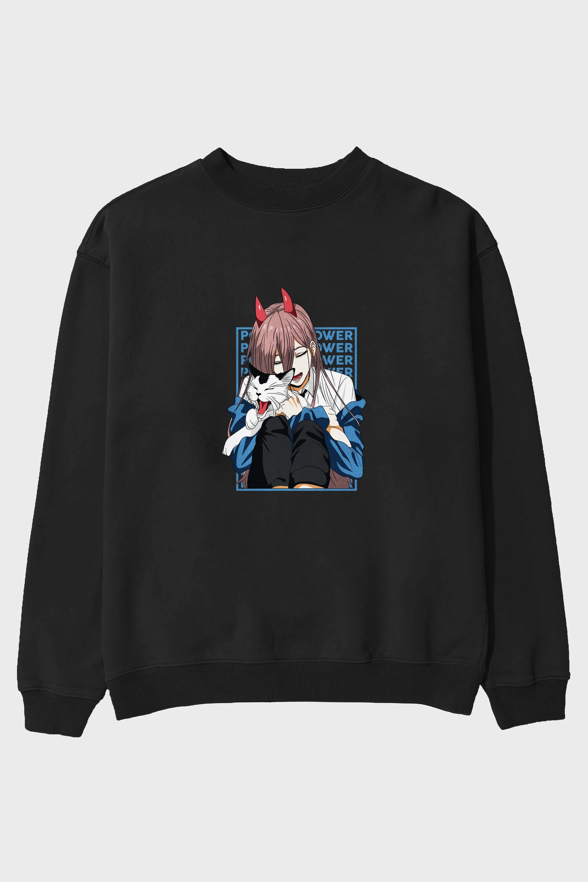 POWER CHAINSAWMAN Anime Ön Baskılı Oversize Sweatshirt Erkek Kadın Unisex