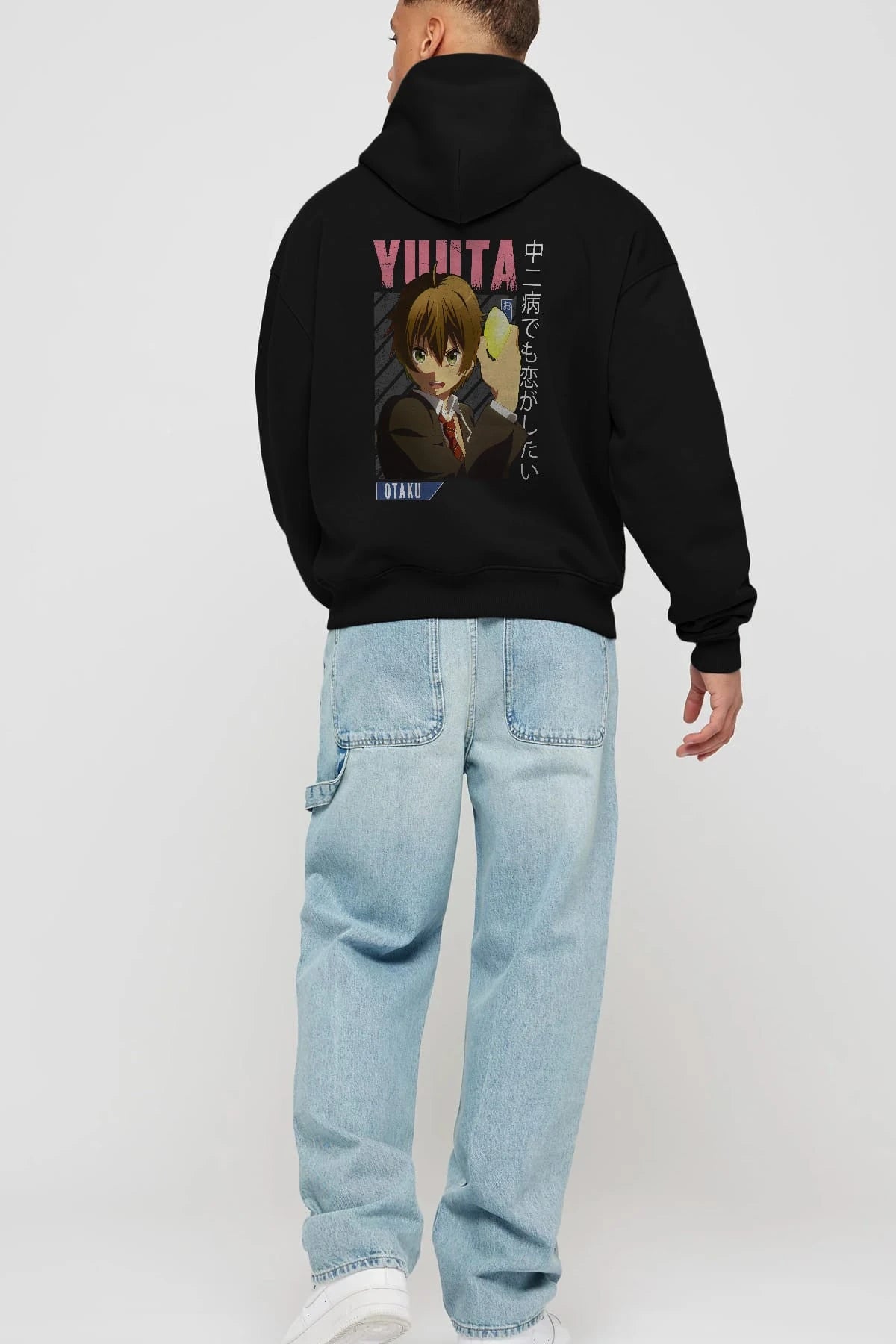 Yuuta Togashi 2 Anime Arka Baskılı Hoodie Oversize Kapüşonlu Sweatshirt Erkek Kadın Unisex