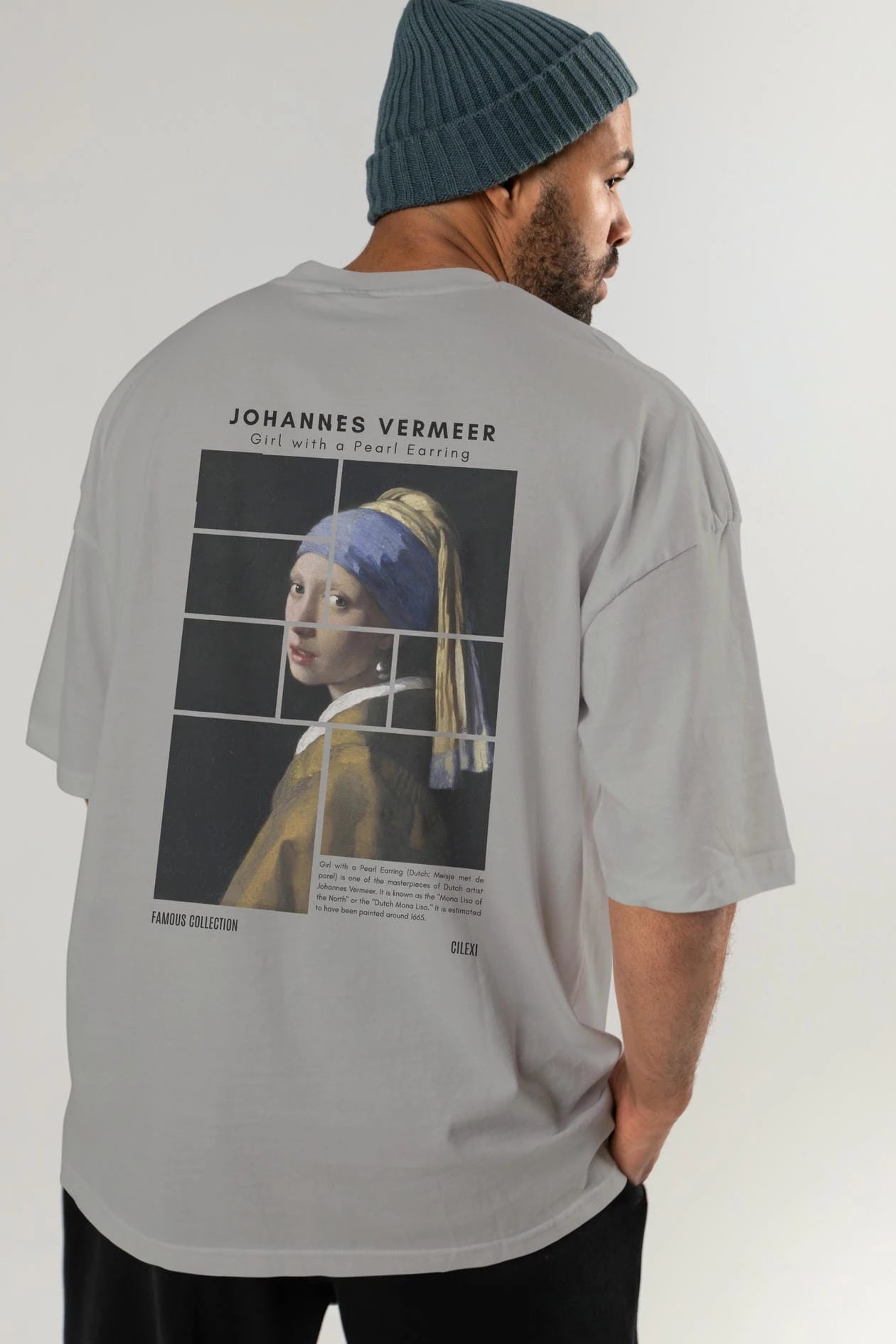 Johannes Vermeer Arka Baskılı Oversize t-shirt Erkek Kadın Bisiklet Yaka Pamuk tişort