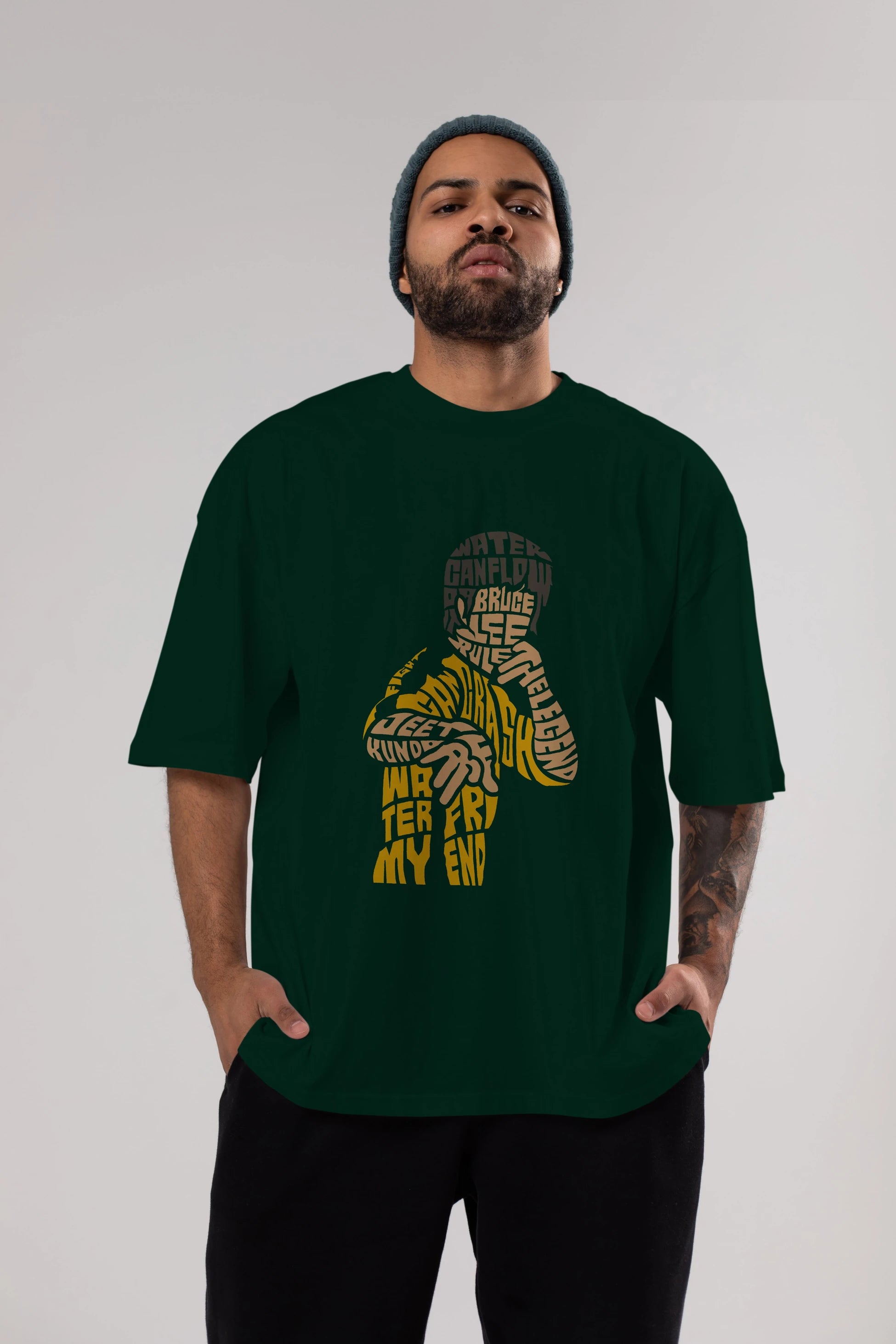 Bruce Lee Ön Baskılı Oversize t-shirt %100 pamuk Erkek Kadın Unisex