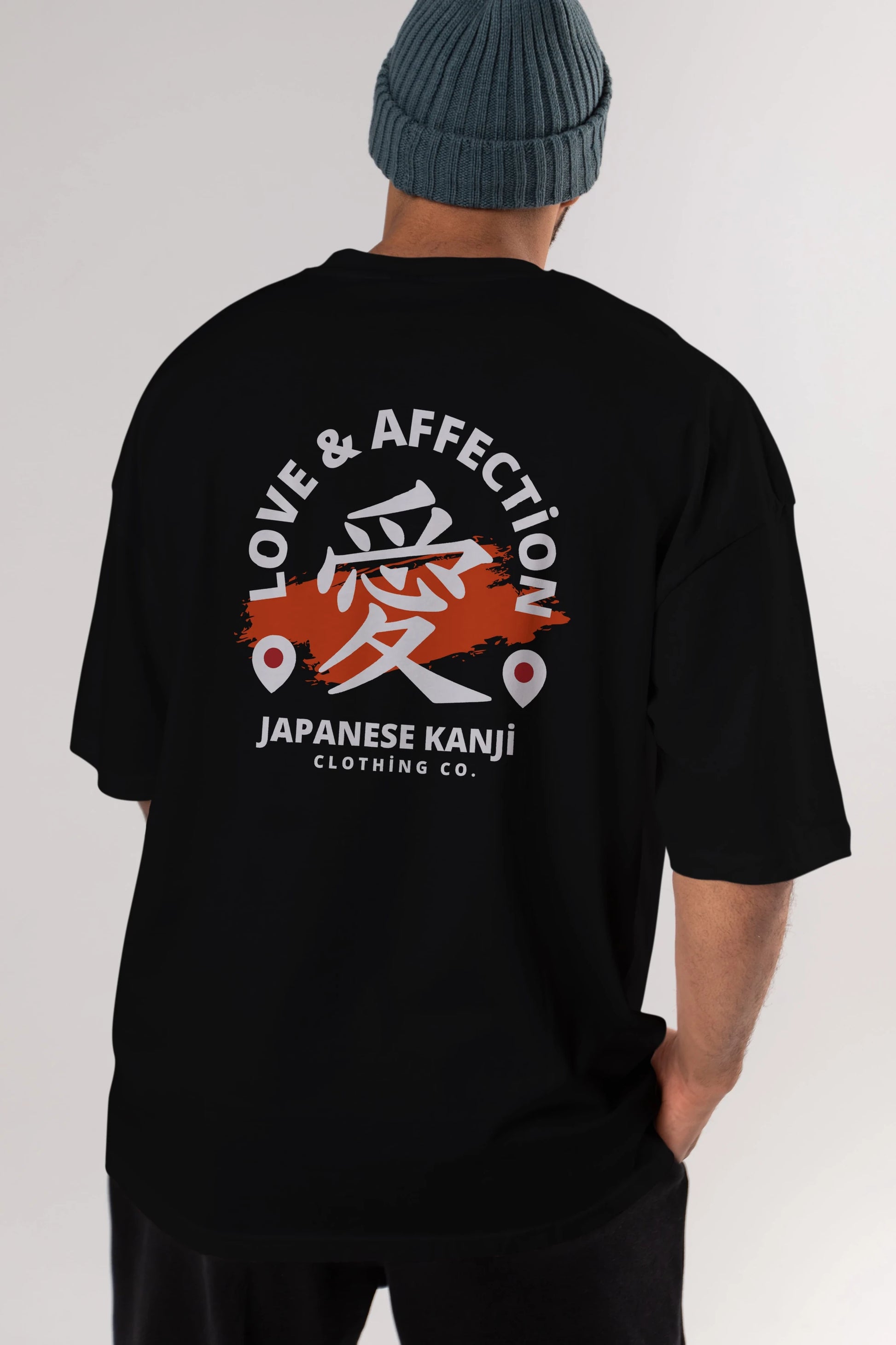 Love Affection Japanese Yazılı Arka Baskılı Oversize t-shirt Erkek Kadın Unisex
