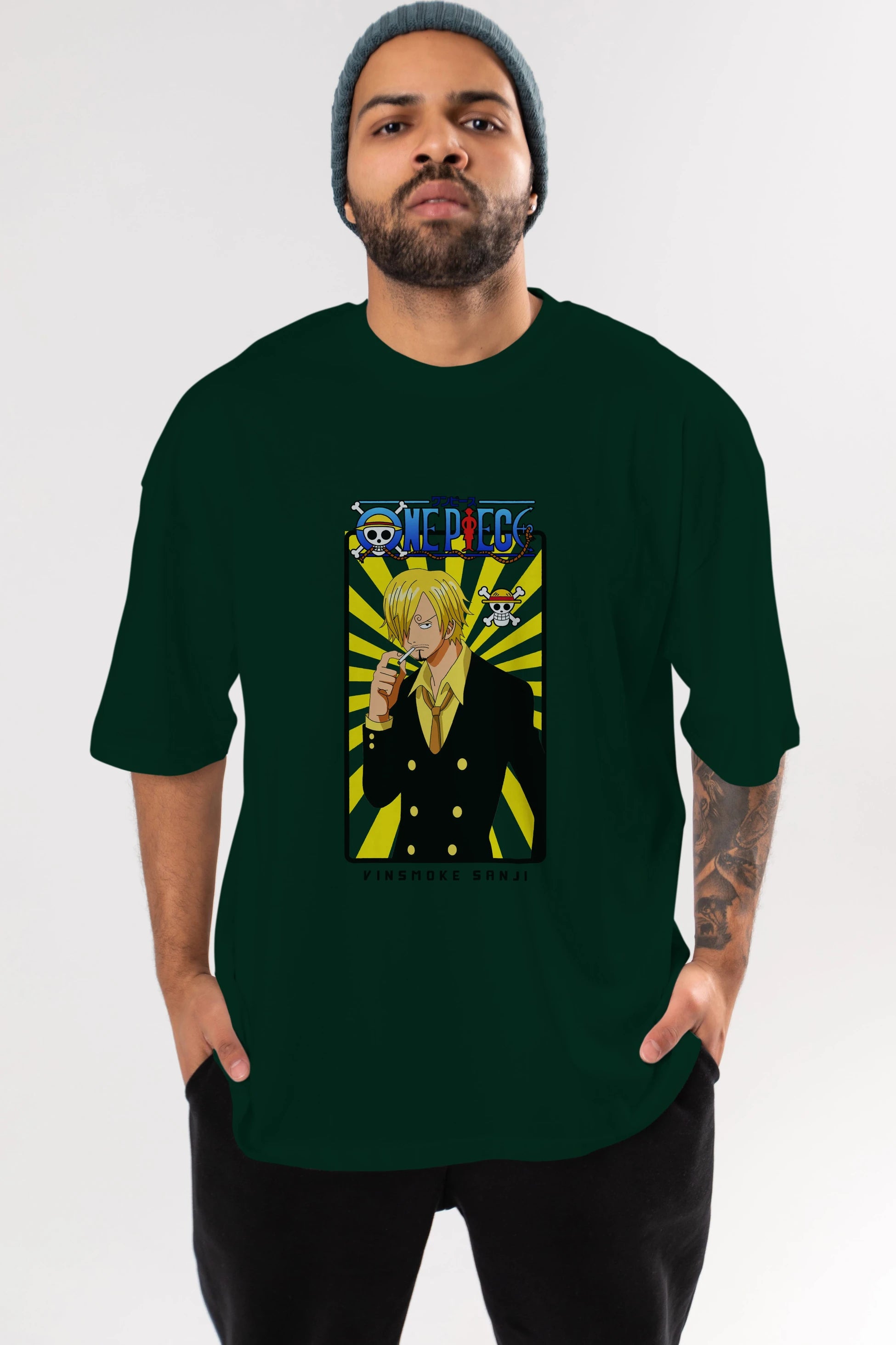 Sanji 4 Anime Ön Baskılı Oversize t-shirt Erkek Kadın Unisex