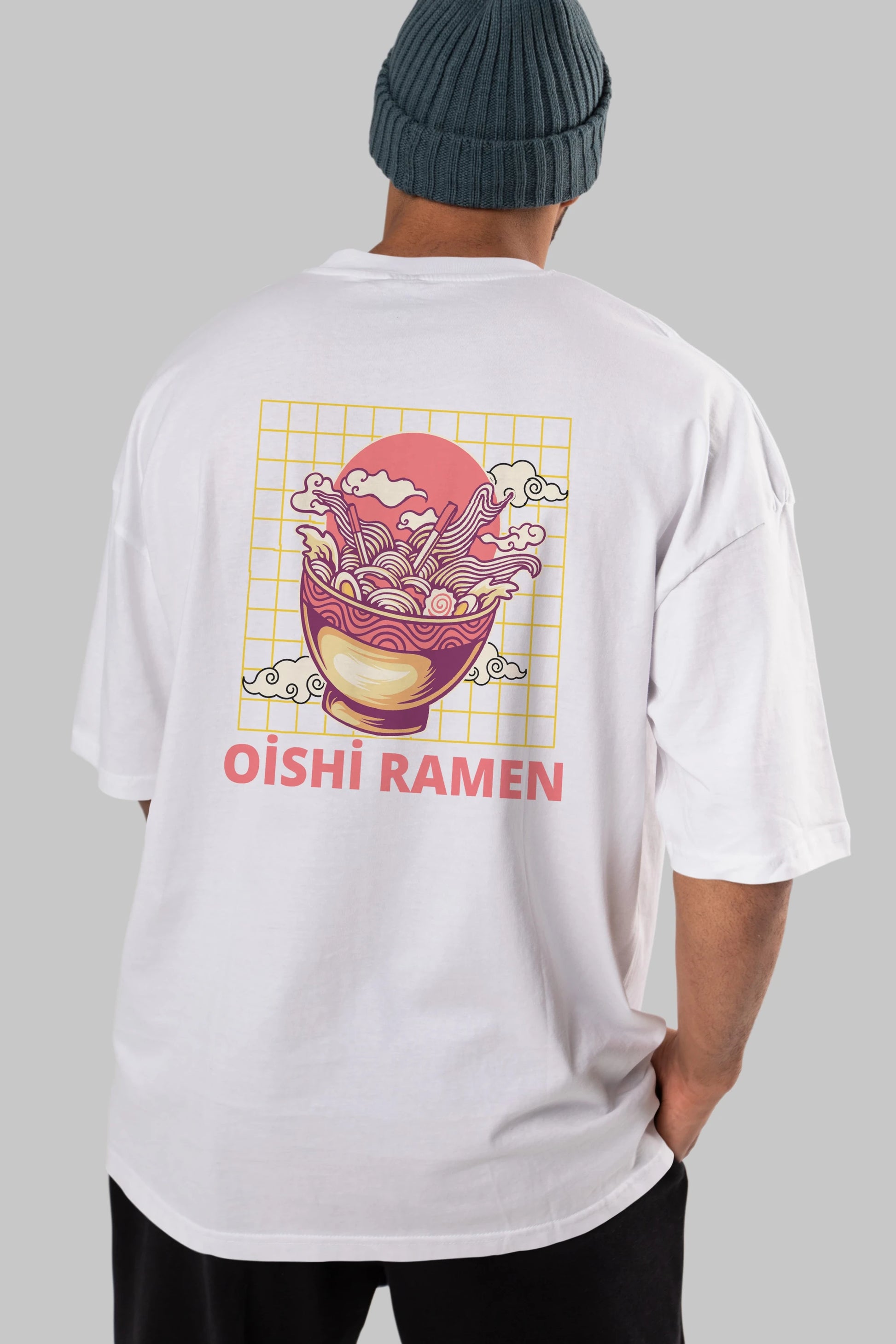 Oishi Ramen Yazılı Arka Baskılı Oversize t-shirt Erkek Kadın Unisex