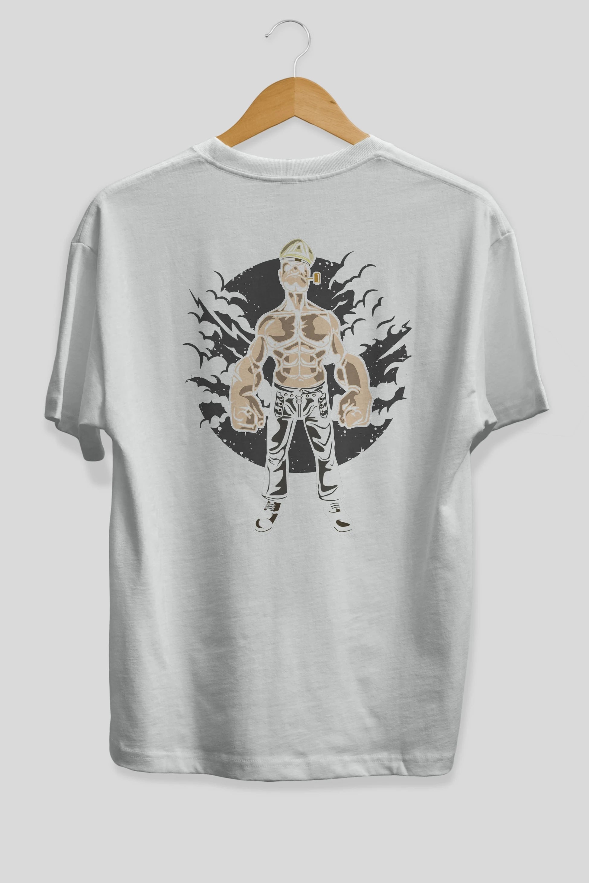 Popeye Arka Baskılı Oversize t-shirt Erkek Kadın Unisex %100 Pamuk