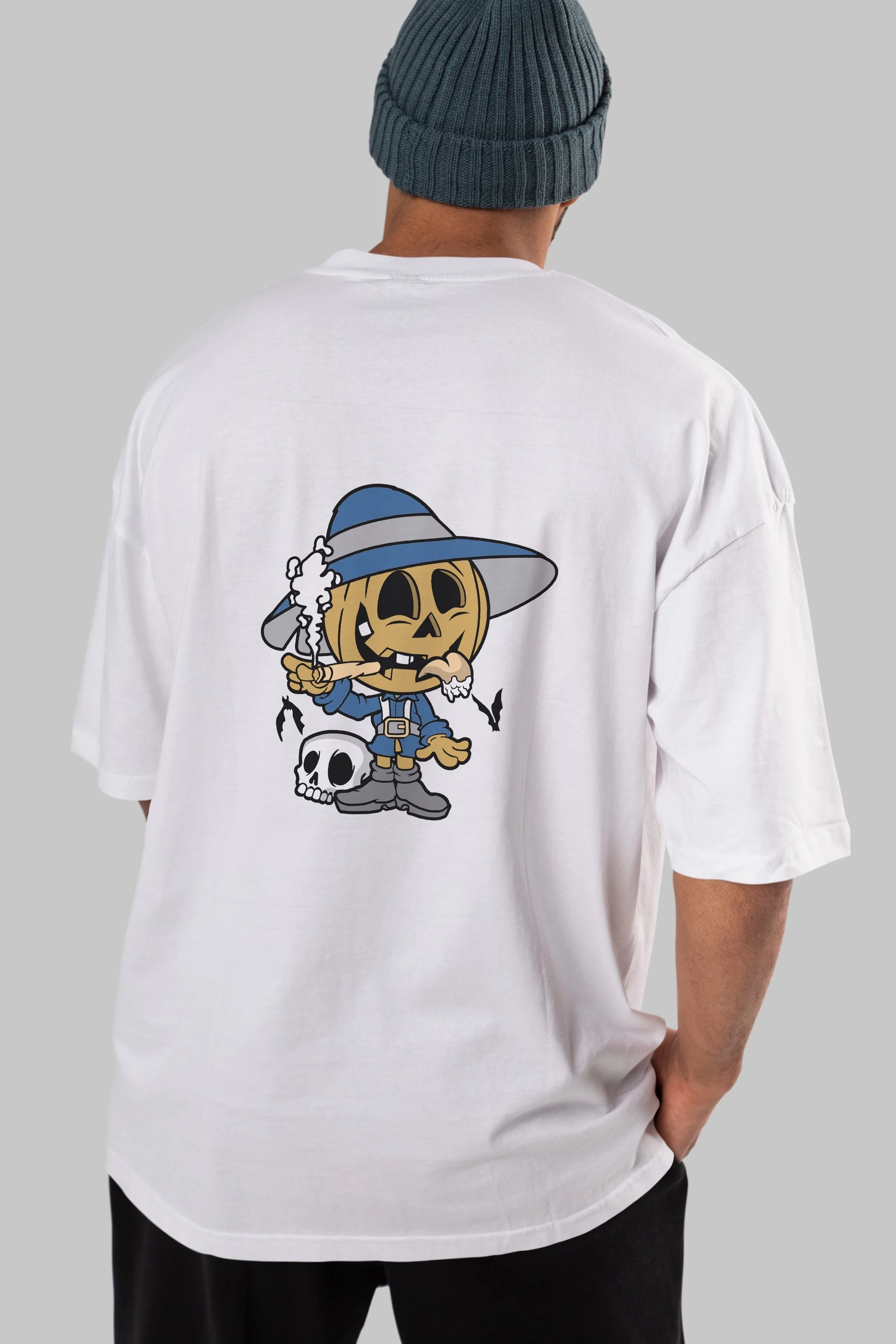 Halloween Kid Arka Baskılı Oversize t-shirt Erkek Kadın Unisex %100 Pamuk tişort