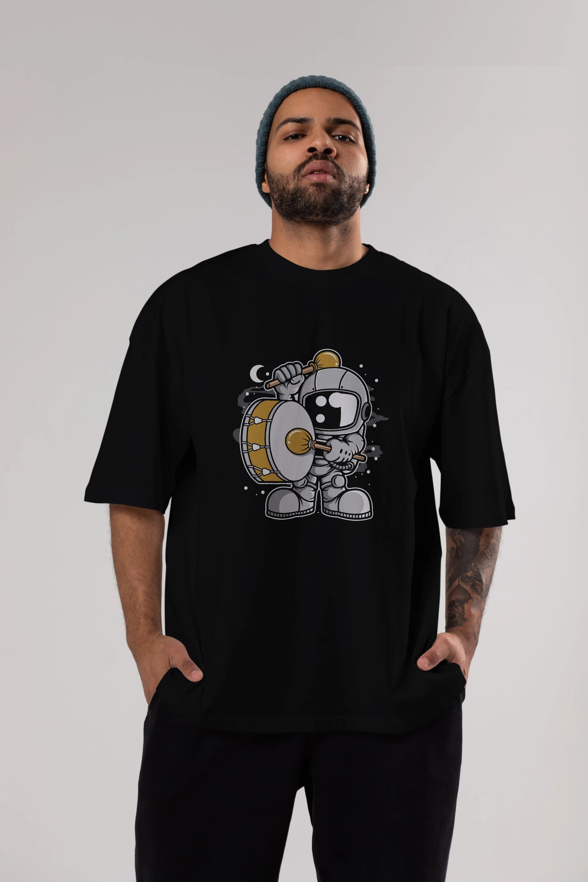 Astronaut Marching Band Ön Baskılı Oversize t-shirt Erkek Kadın Unisex