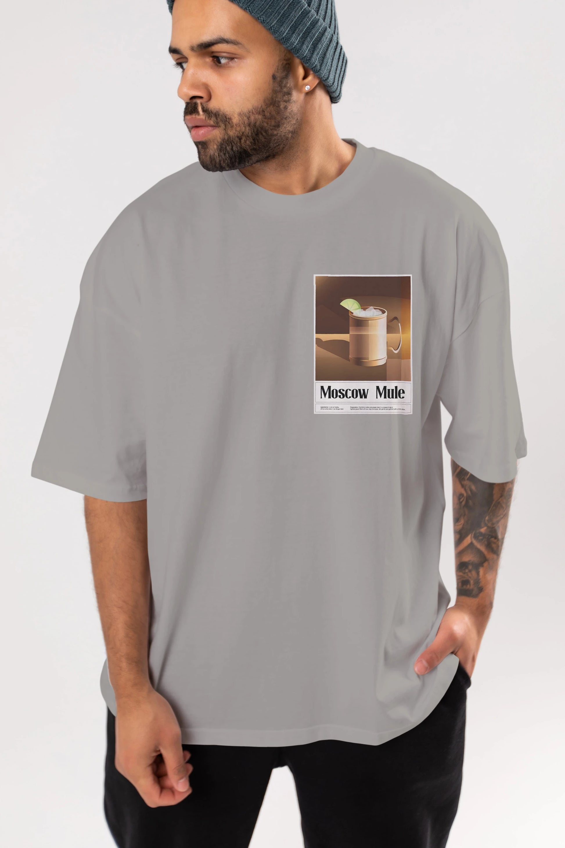 Moscow Mule 3 Ön Sol Baskılı Oversize t-shirt Erkek Kadın Unisex %100 Pamuk Bisiklet Yaka tişort