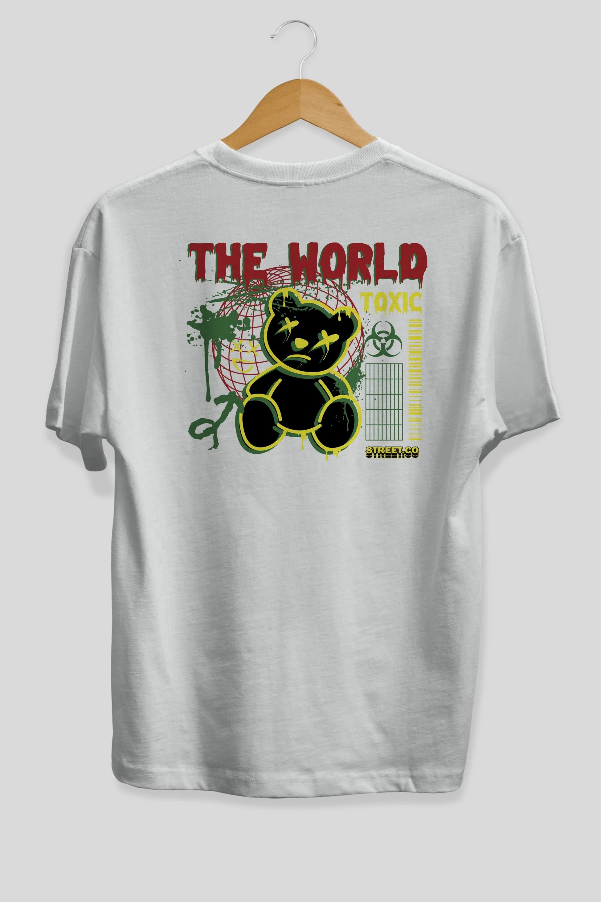 The World Toxic Bear Arka Baskılı Oversize t-shirt Erkek Kadın Unisex