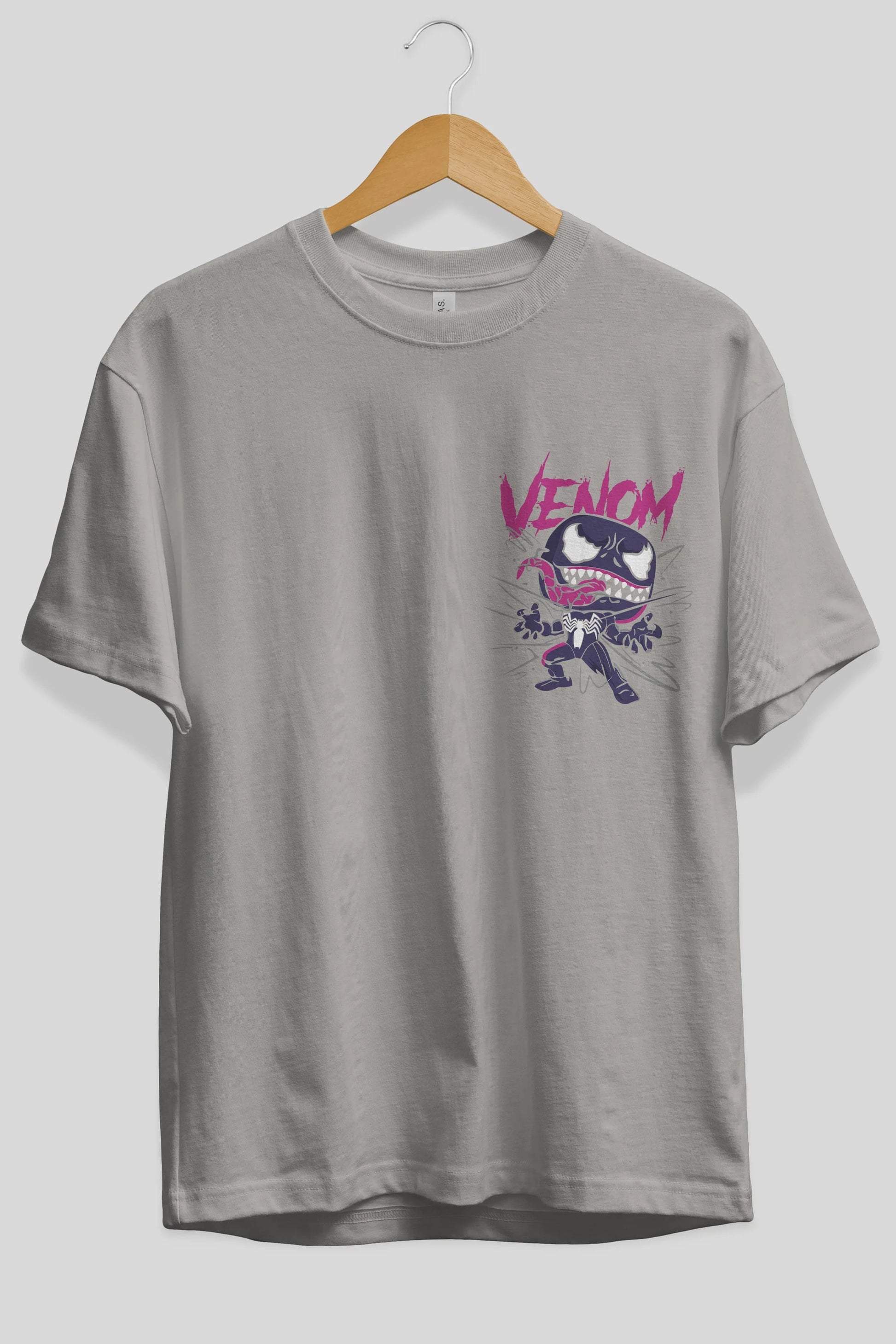 Venom (20) Ön Sol Baskılı Oversize t-shirt Erkek Kadın Unisex %100 Pamuk Bisiklet Yaka tişort