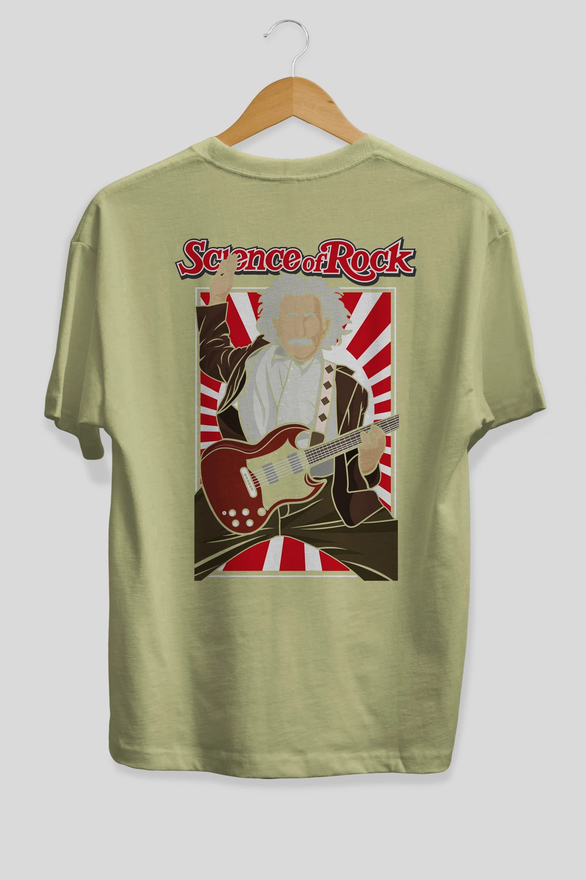 Einstein Science Of Rock Arka Baskılı Oversize t-shirt Erkek Kadın Unisex %100 Pamuk tişort