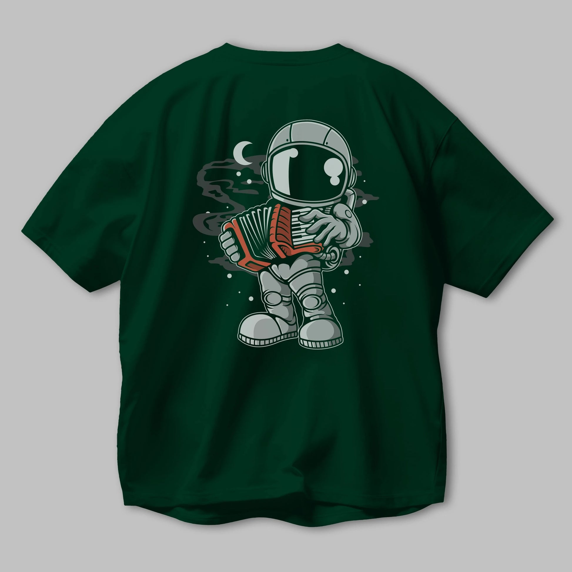 Astronaut Accordion Arka Baskılı Oversize t-shirt Erkek Kadın Unisex