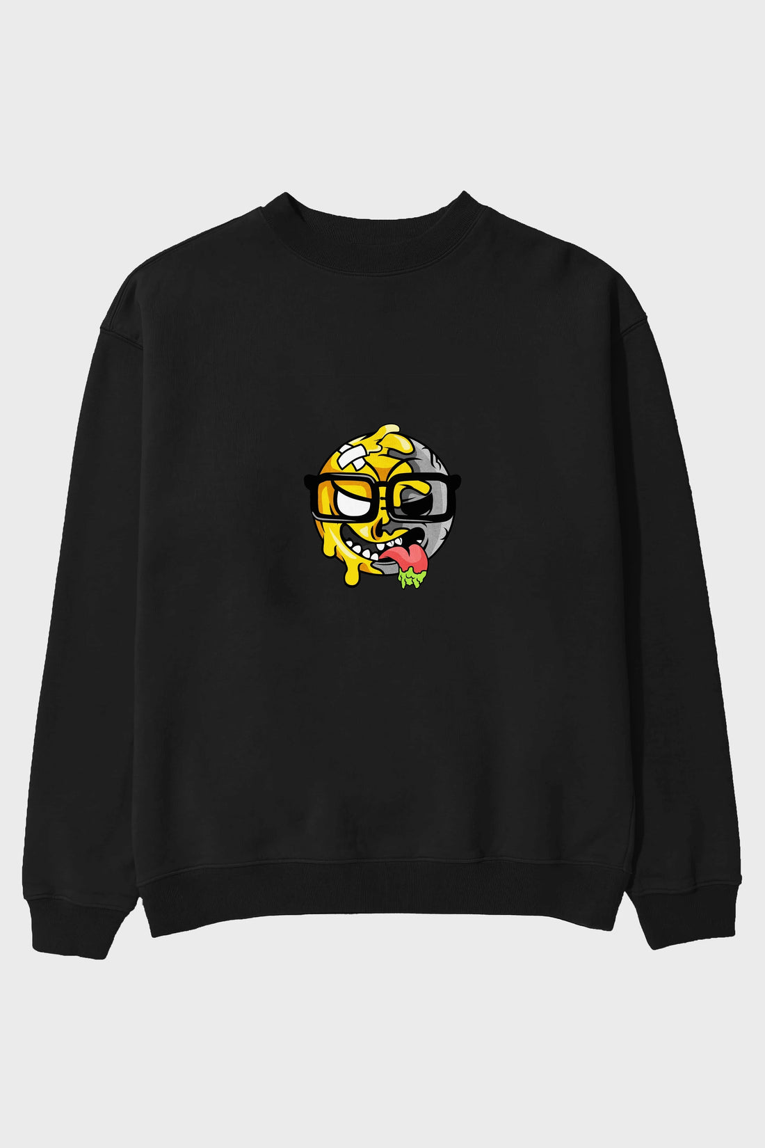 Smiley Nerd Ön Baskılı Oversize Sweatshirt Erkek Kadın Unisex