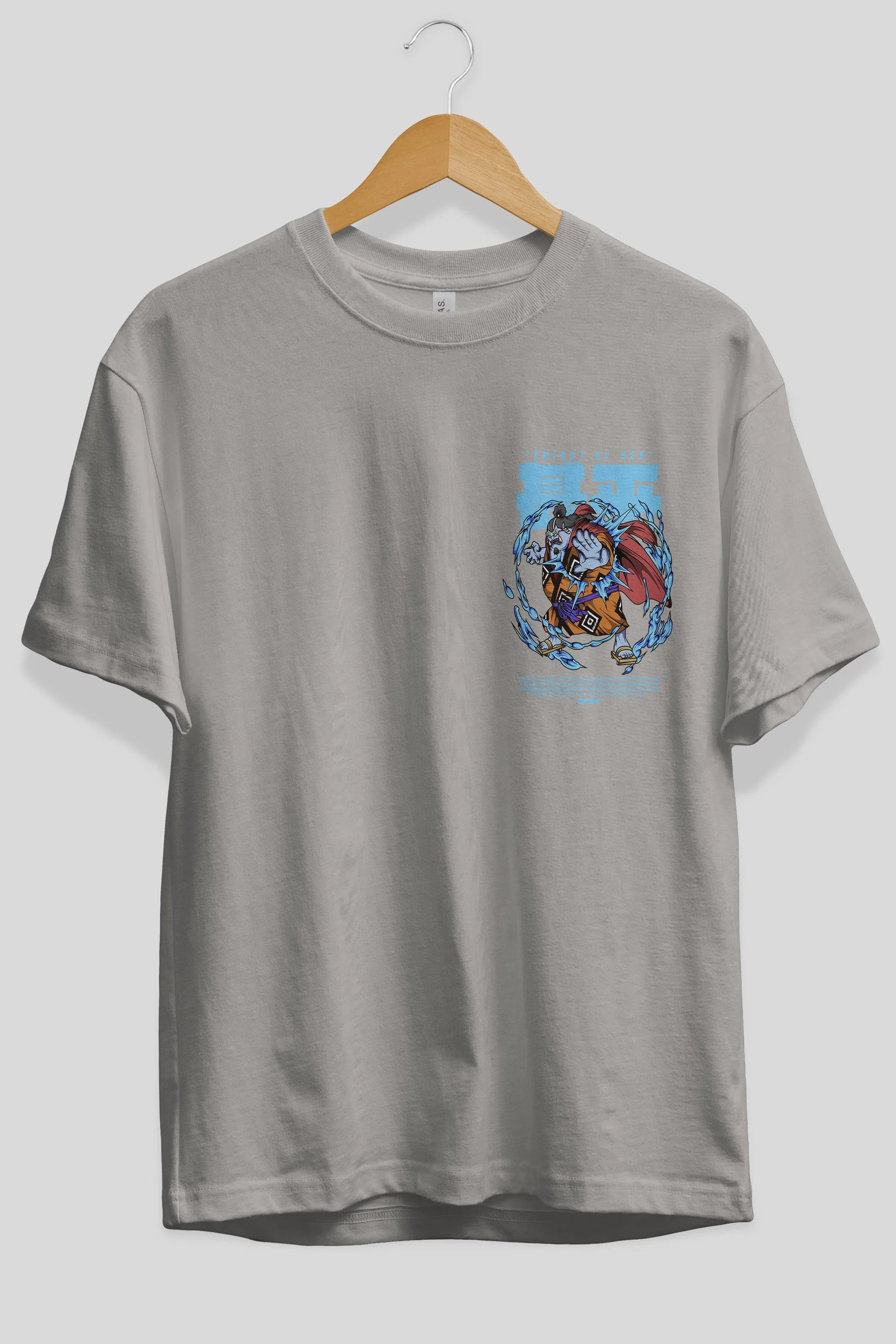 Jinbei Ön Sol Baskılı Oversize t-shirt Erkek Kadın Unisex %100 Pamuk Bisiklet Yaka tişort