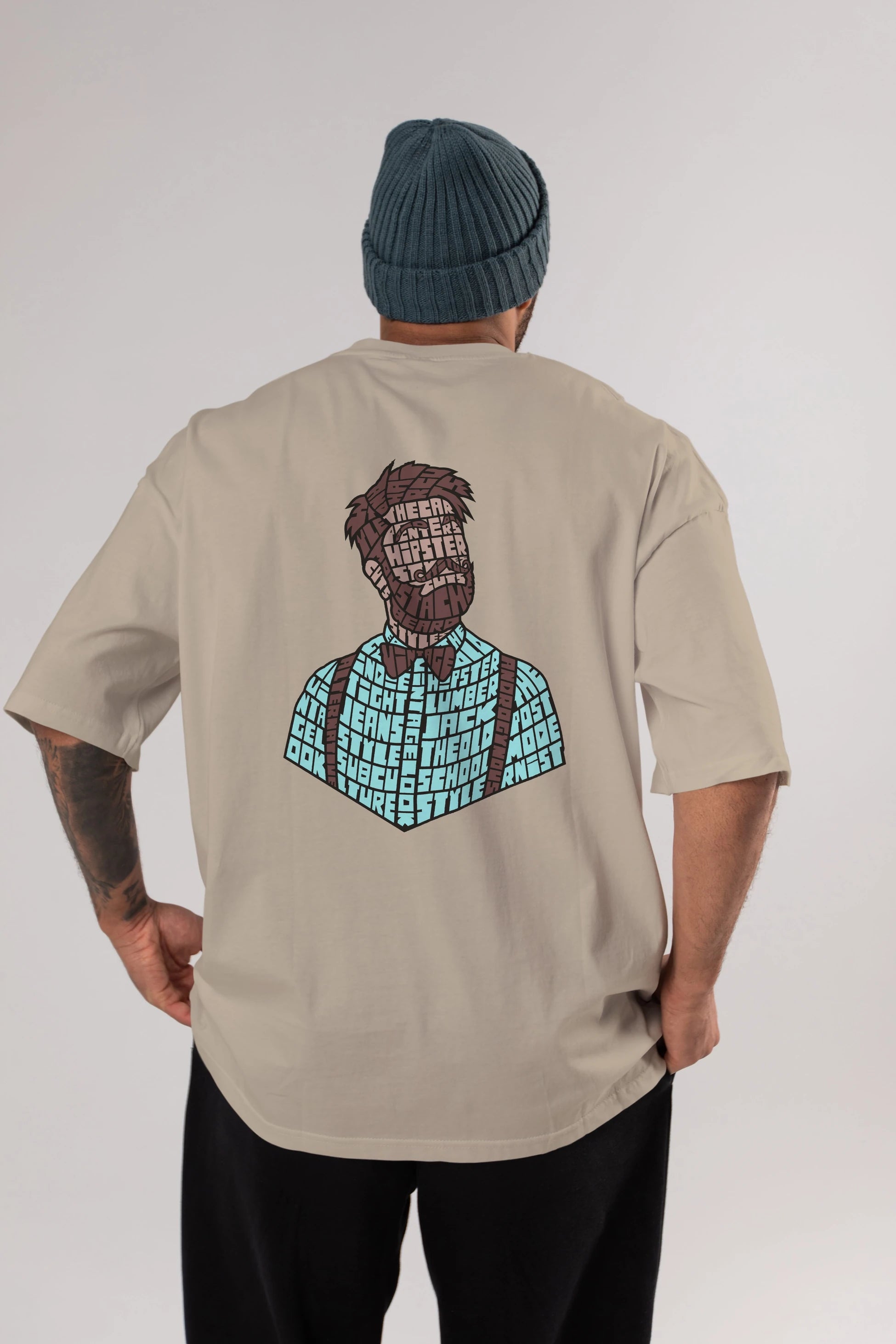 Hipster (2) Arka Baskılı Oversize t-shirt %100 pamuk Erkek Kadın Unisex