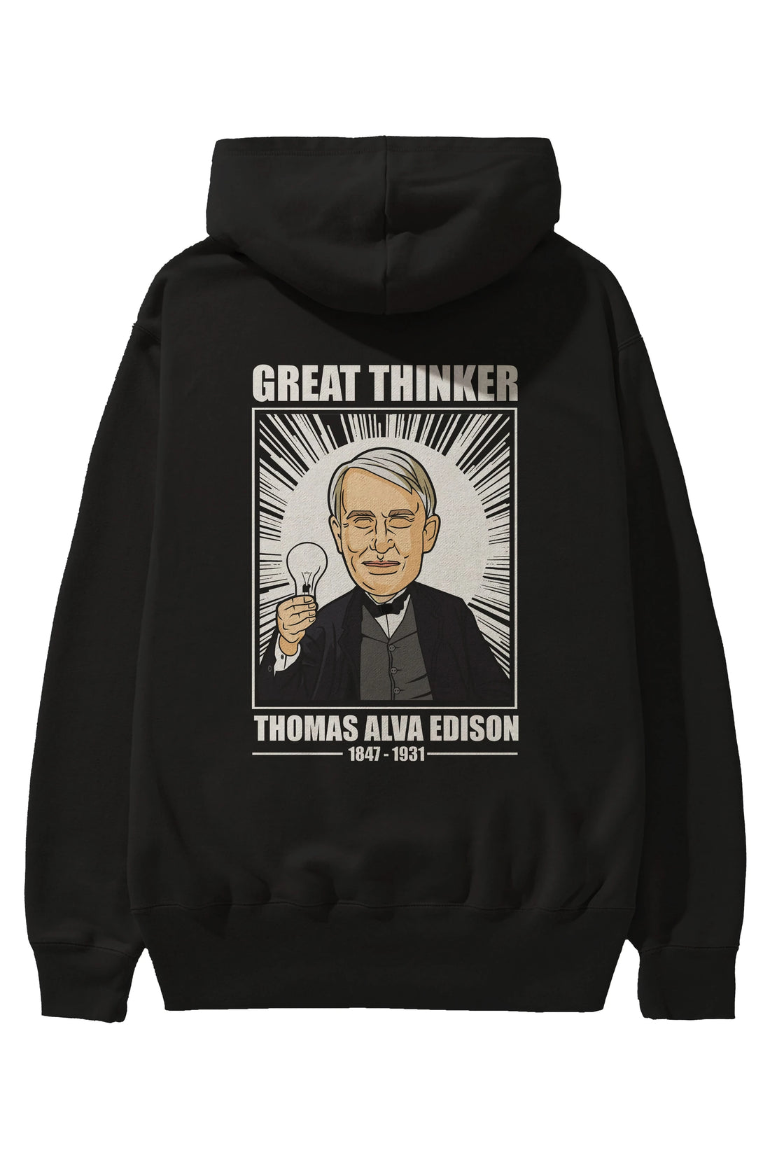 Thomas Alfa Edison Arka Baskılı Hoodie Oversize Kapüşonlu Sweatshirt Erkek Kadın Unisex