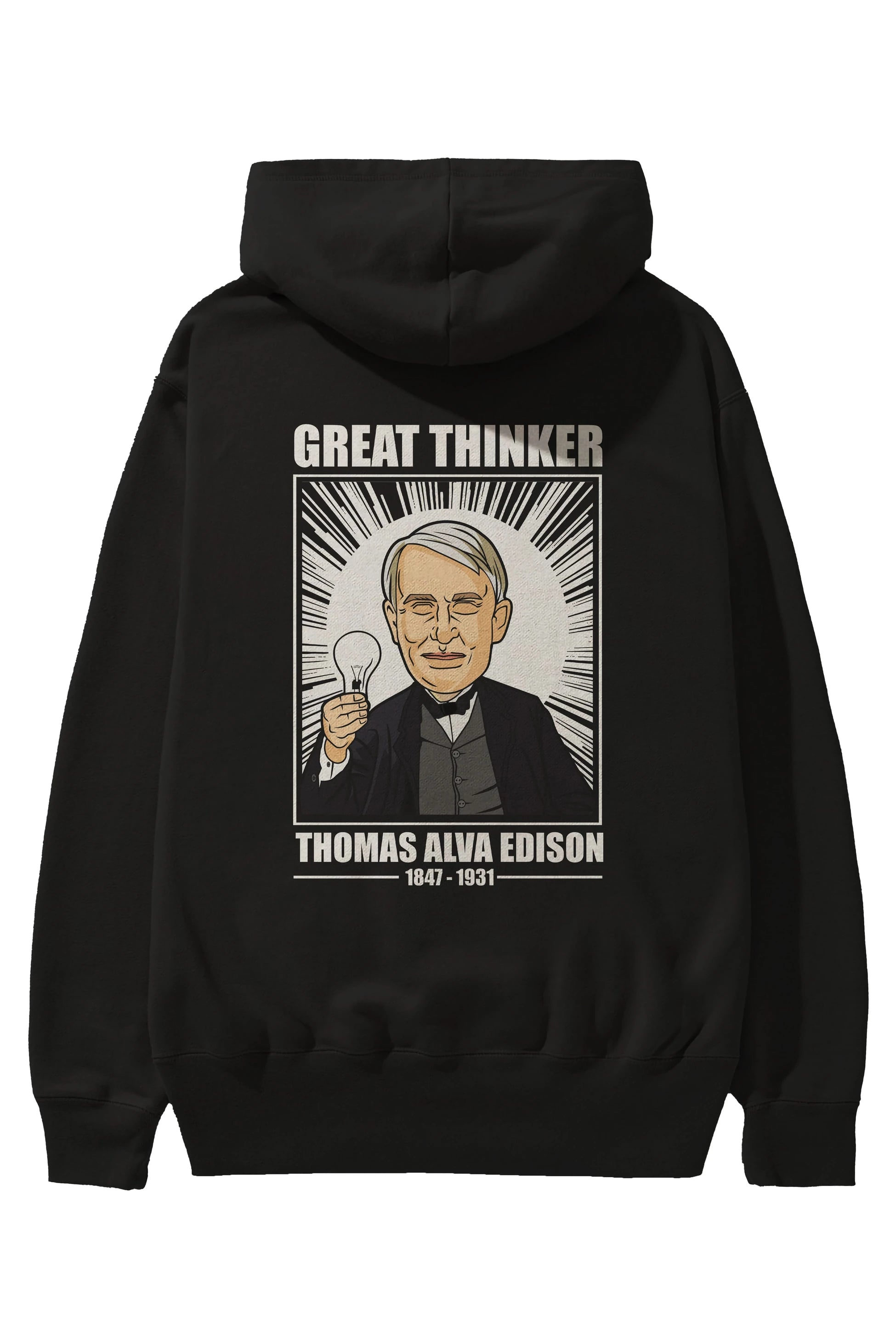 Thomas Alfa Edison Arka Baskılı Hoodie Oversize Kapüşonlu Sweatshirt Erkek Kadın Unisex
