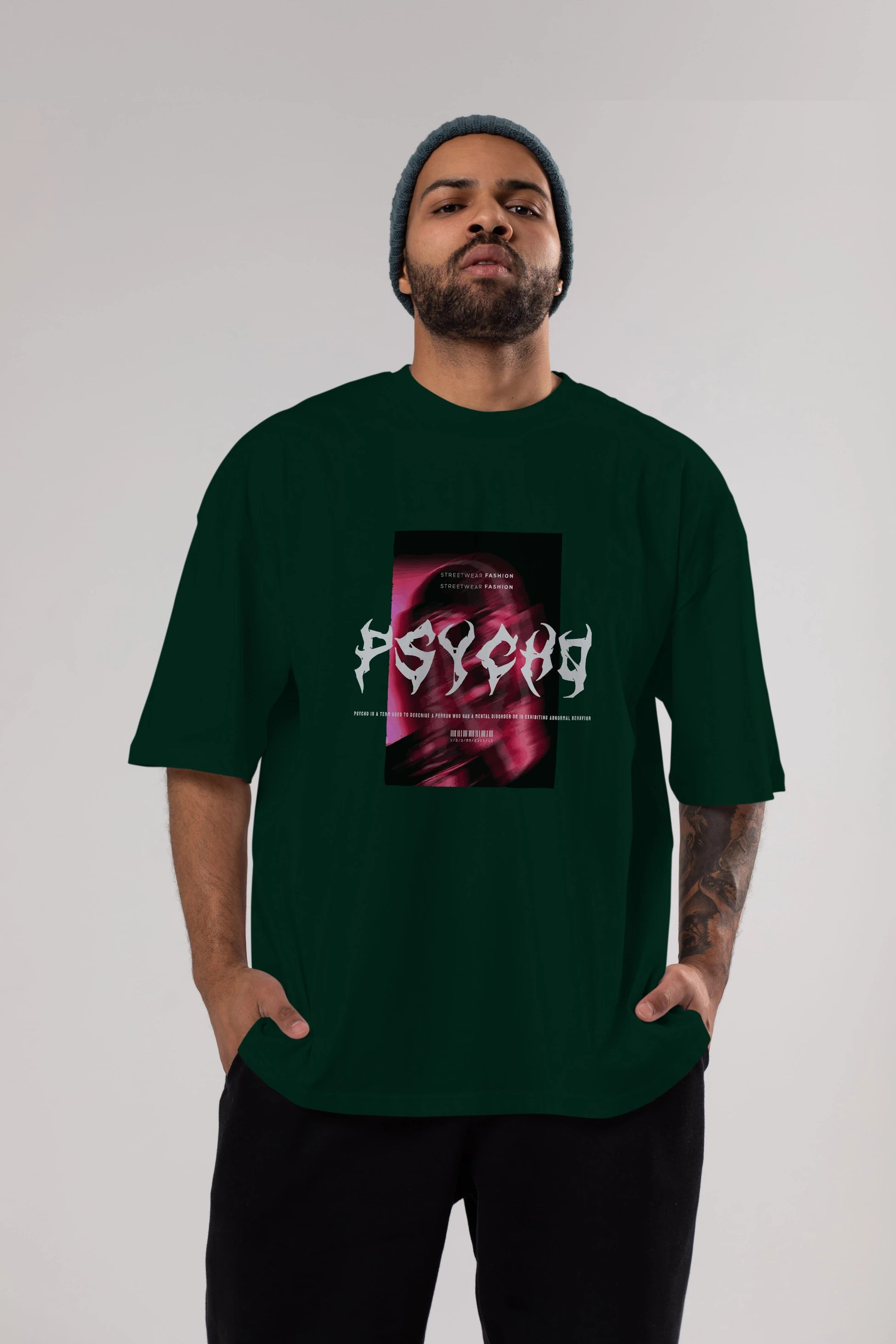 Psycho Streetwear Ön Baskılı Oversize t-shirt Erkek Kadın Unisex