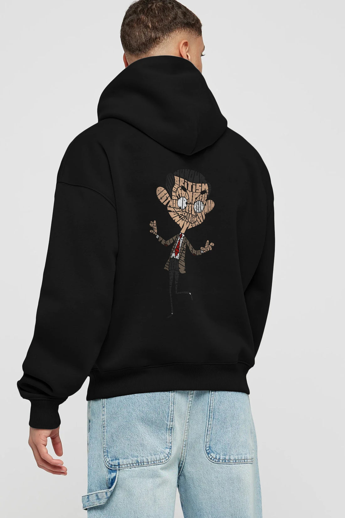 Mr Bean Arka Baskılı Hoodie Oversize Kapüşonlu Sweatshirt Erkek Kadın Unisex