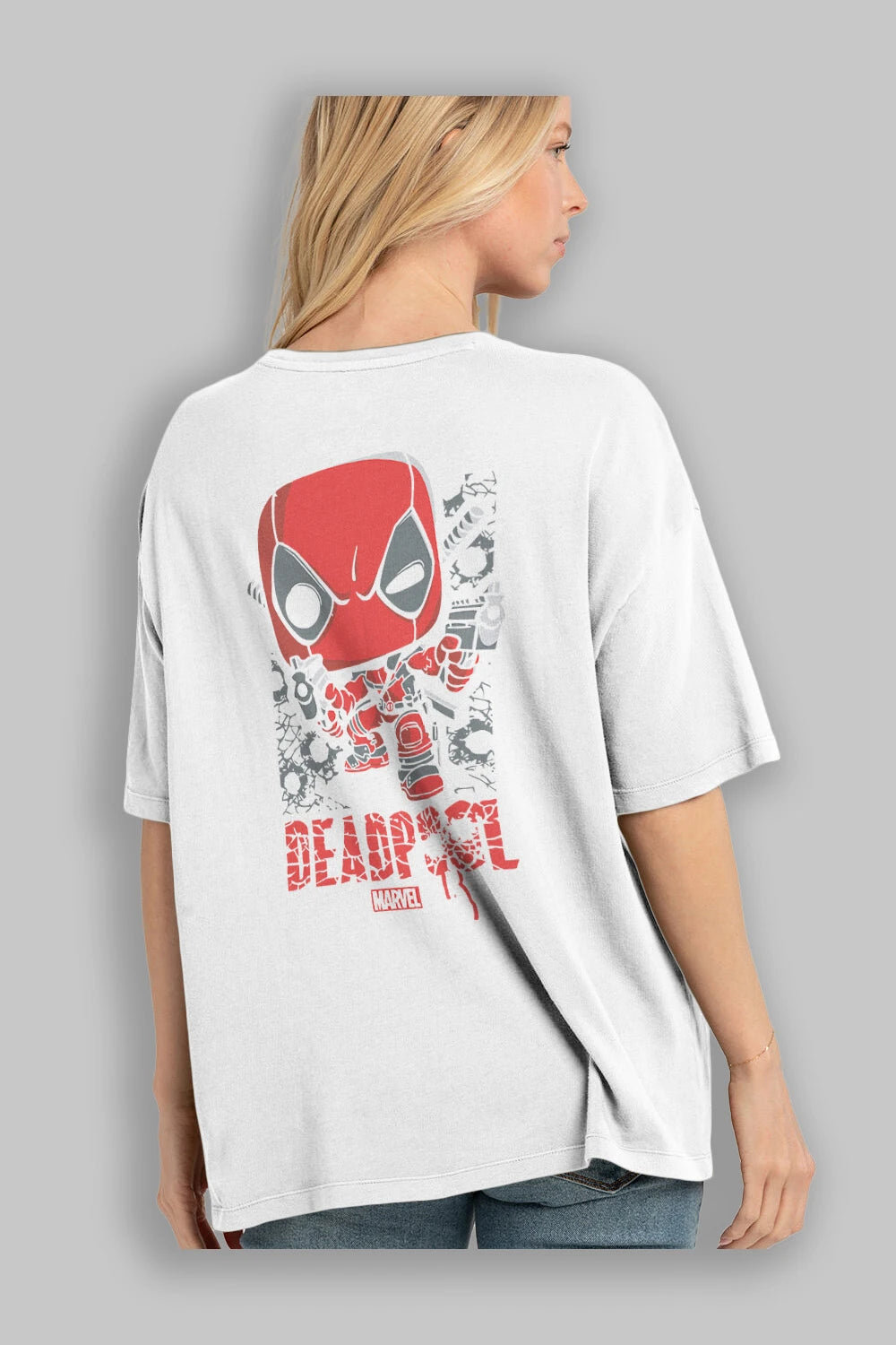 Deadpool (8) Arka Baskılı Oversize t-shirt Erkek Kadın Unisex %100 Pamuk Bisiklet Yaka tişort