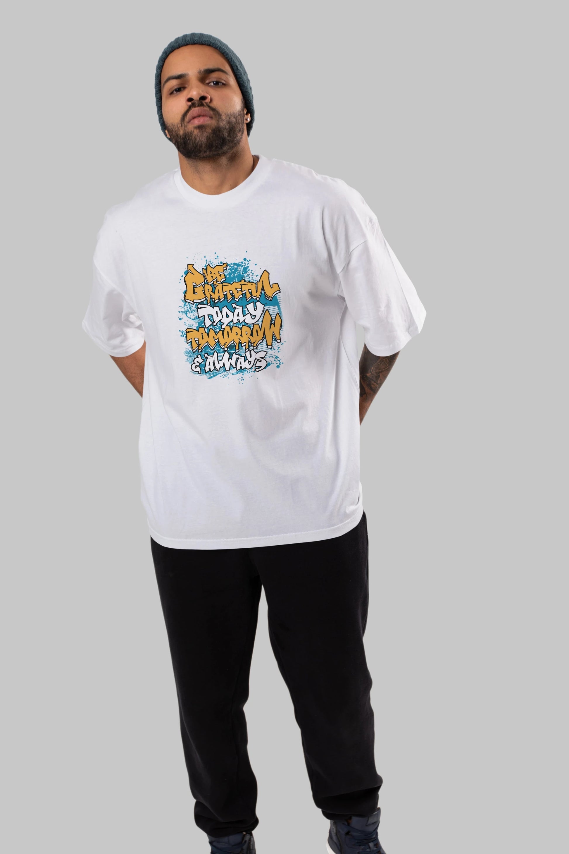 Be Gratetul Today Ön Baskılı Oversize t-shirt Erkek Kadın Unisex