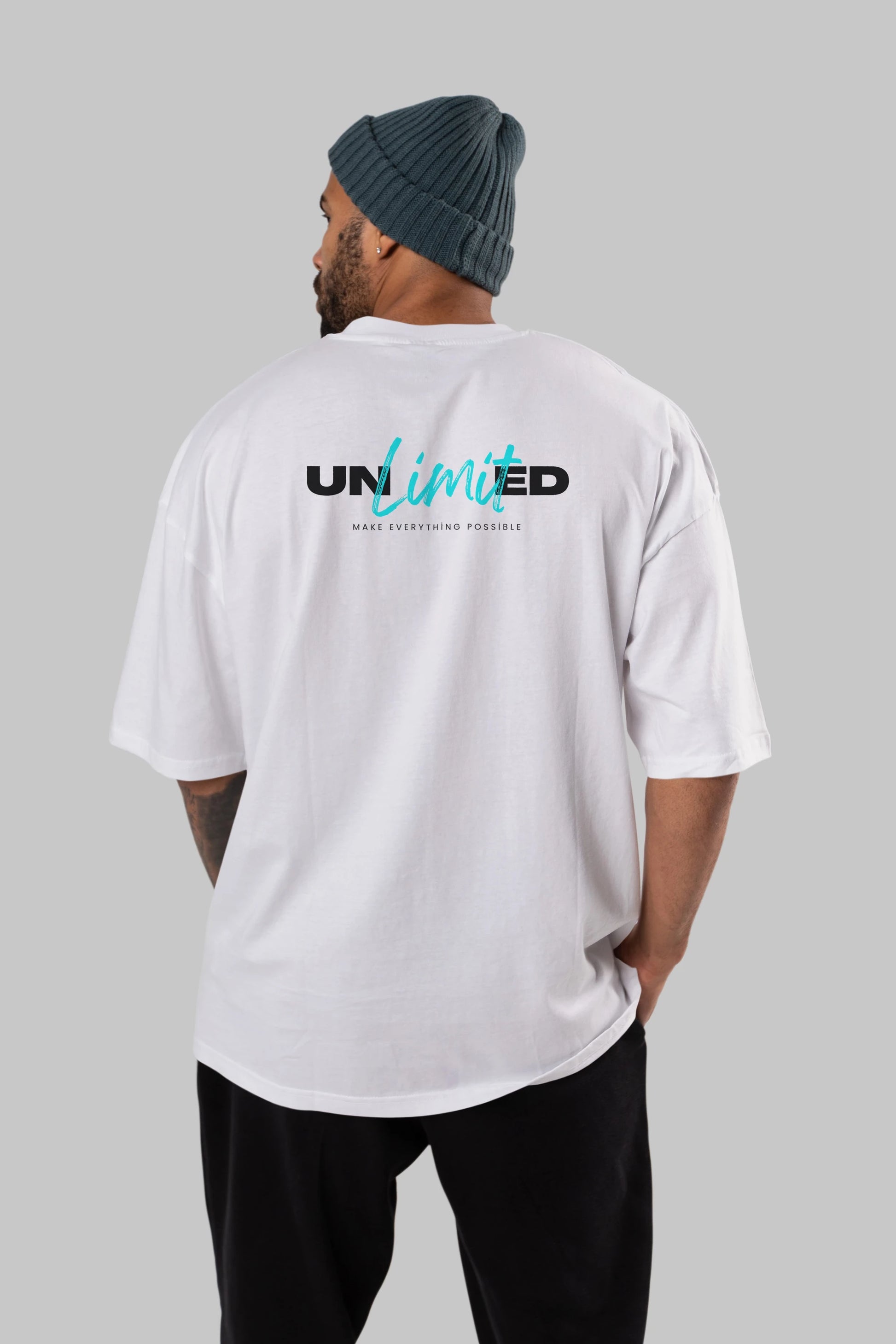 Unlimited Yazılı Arka Baskılı Oversize t-shirt Erkek Kadın Unisex