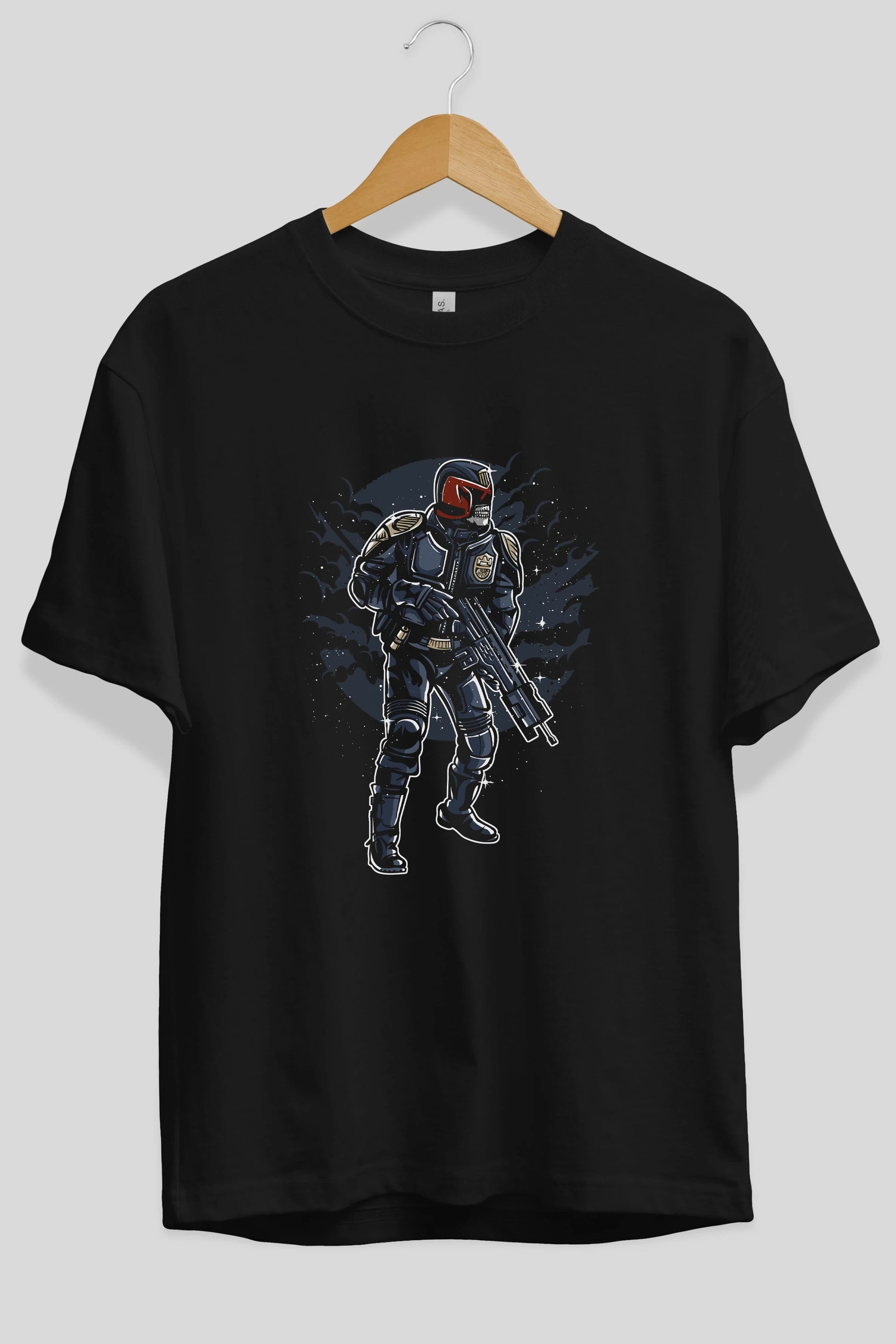 Judge Skull Ön Baskılı Oversize t-shirt Erkek Kadın Unisex %100 Pamuk tişort