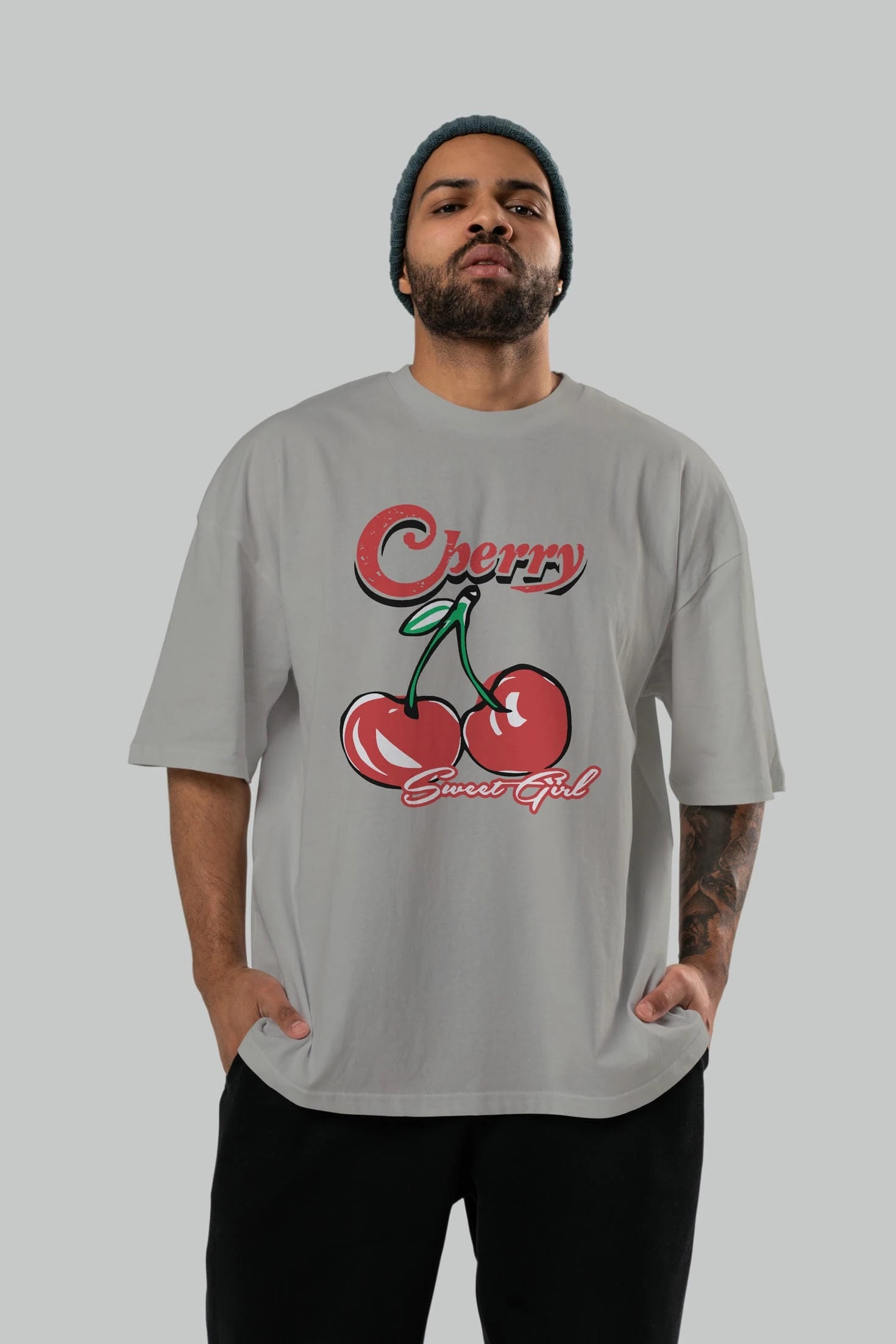 Cherry Cherries 8 Ön Baskılı Oversize t-shirt Erkek Kadın Pamuk Bisiklet Yaka tişort