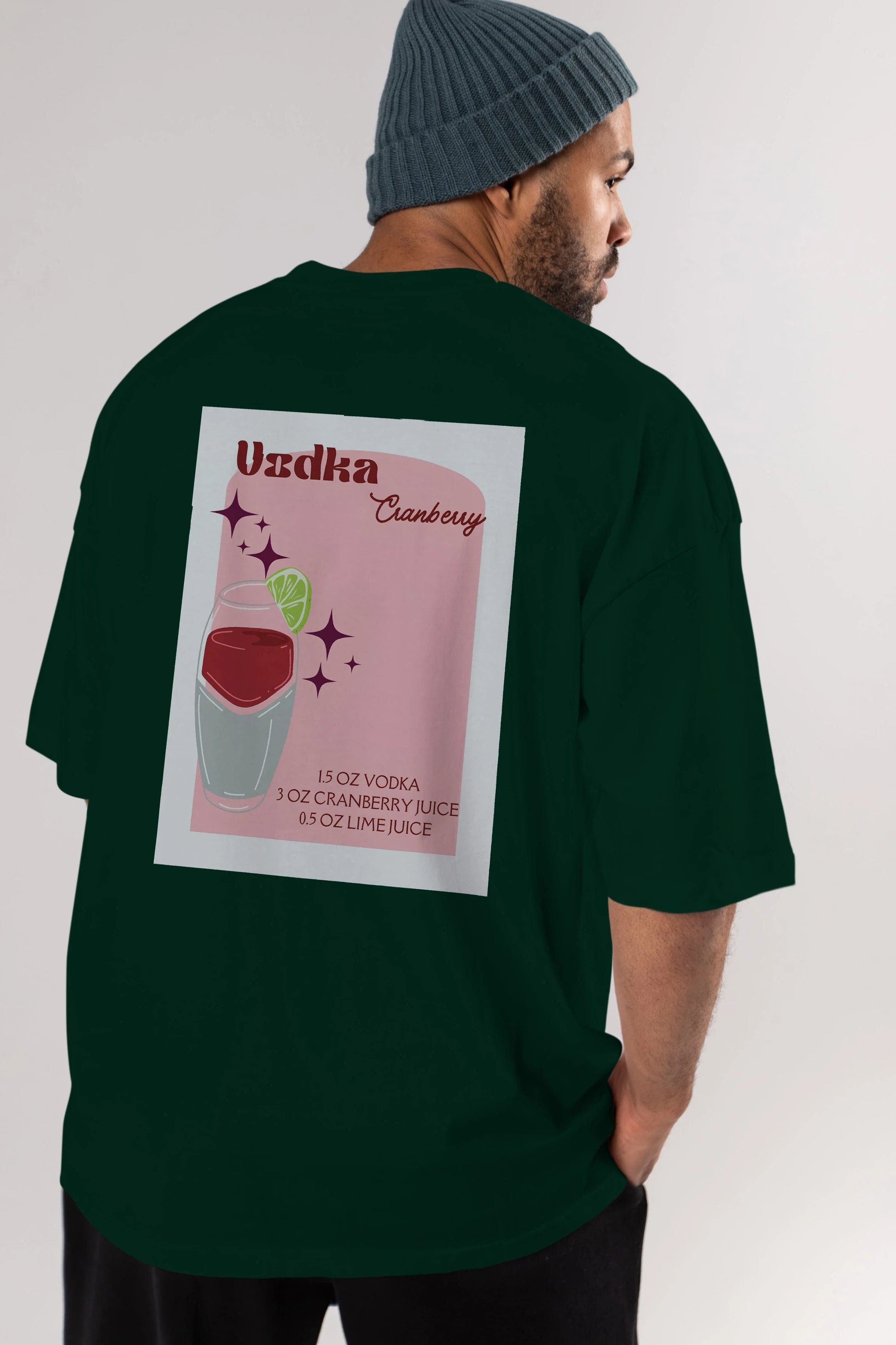 Vodka Cranberry 2 Arka Baskılı Oversize t-shirt Erkek Kadın Unisex %100 Pamuk Bisiklet Yaka tişort