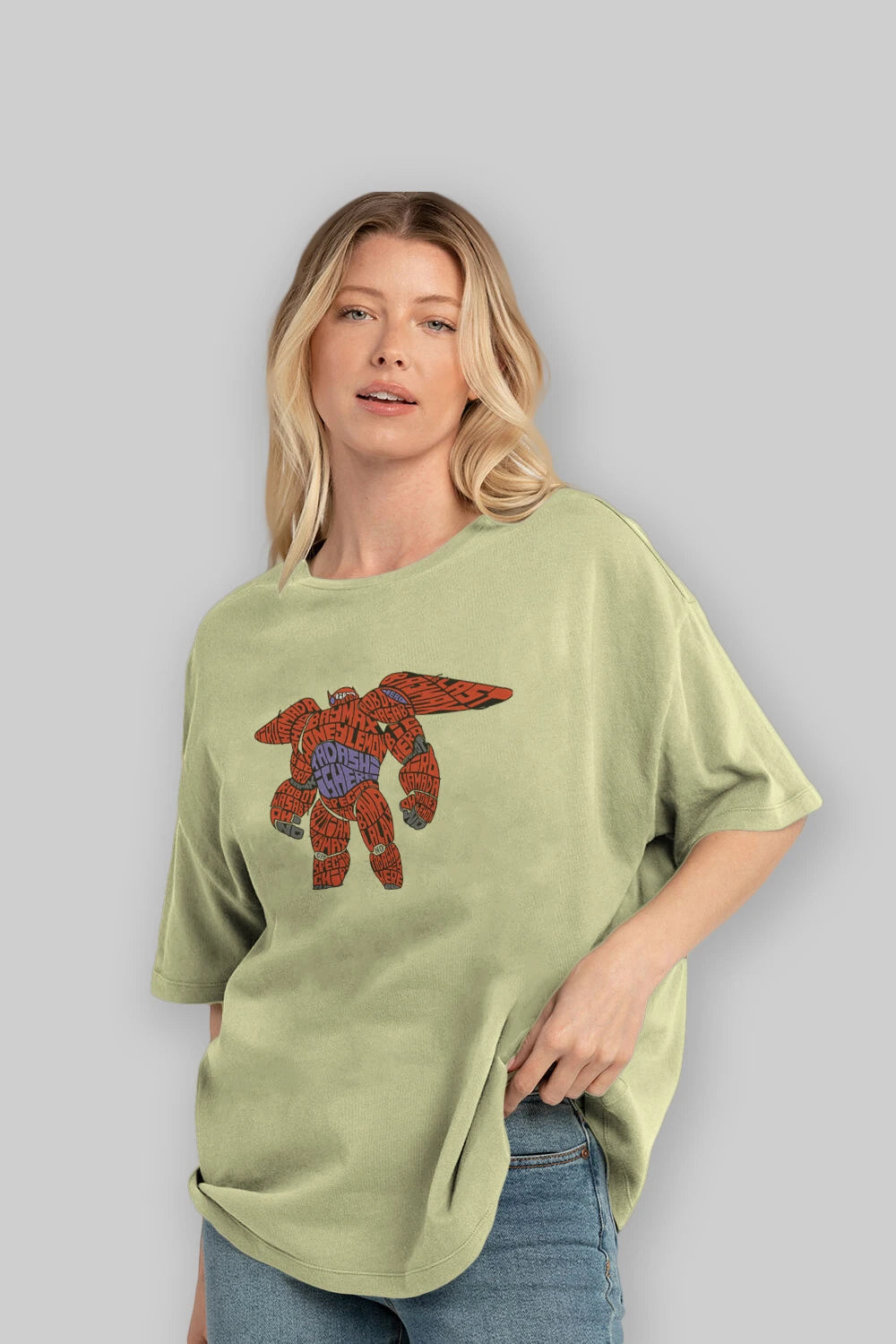 Baymax Ön Baskılı Oversize t-shirt %100 pamuk Erkek Kadın Unisex
