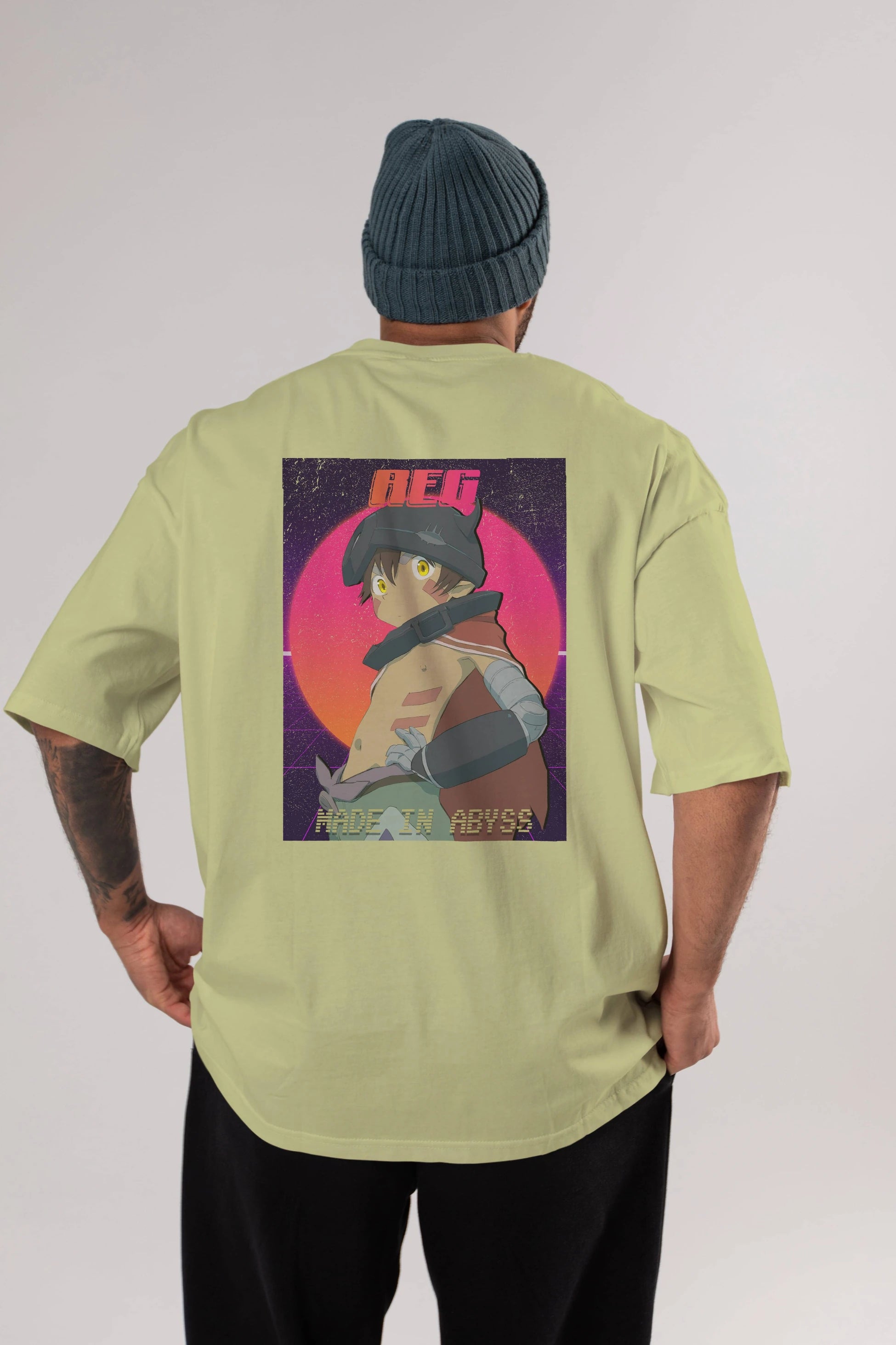 Reg 7 Anime Arka Baskılı Oversize t-shirt Erkek Kadın Unisex