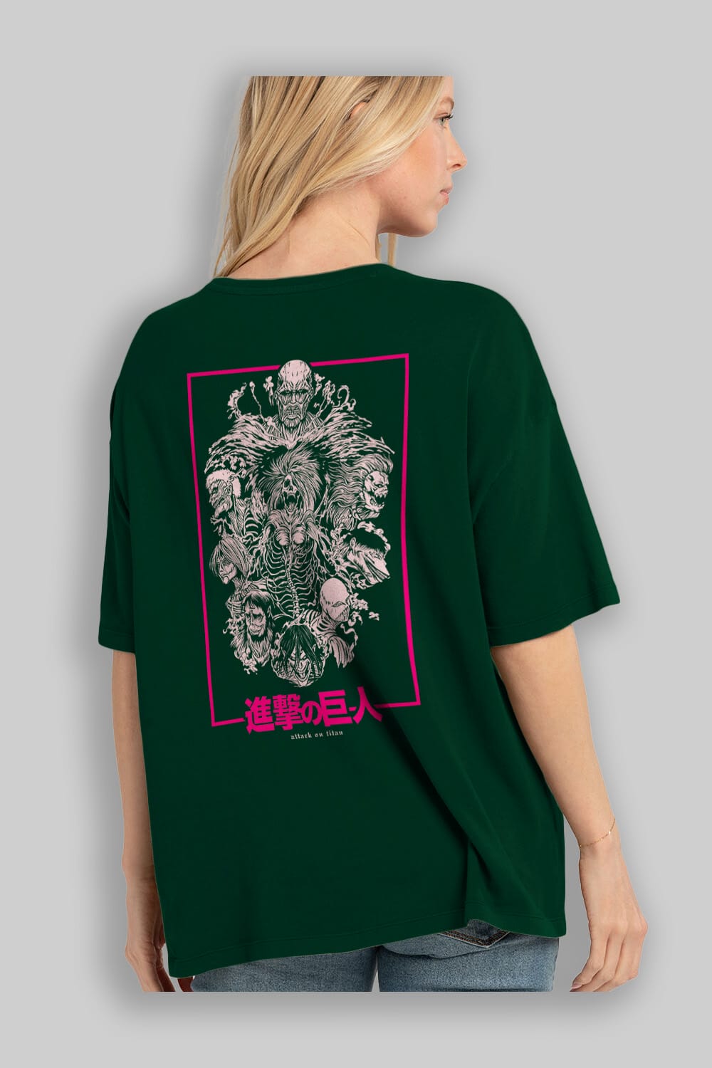 ATTACK ON TITANS Anime Arka Baskılı Oversize t-shirt Erkek Kadın Unisex