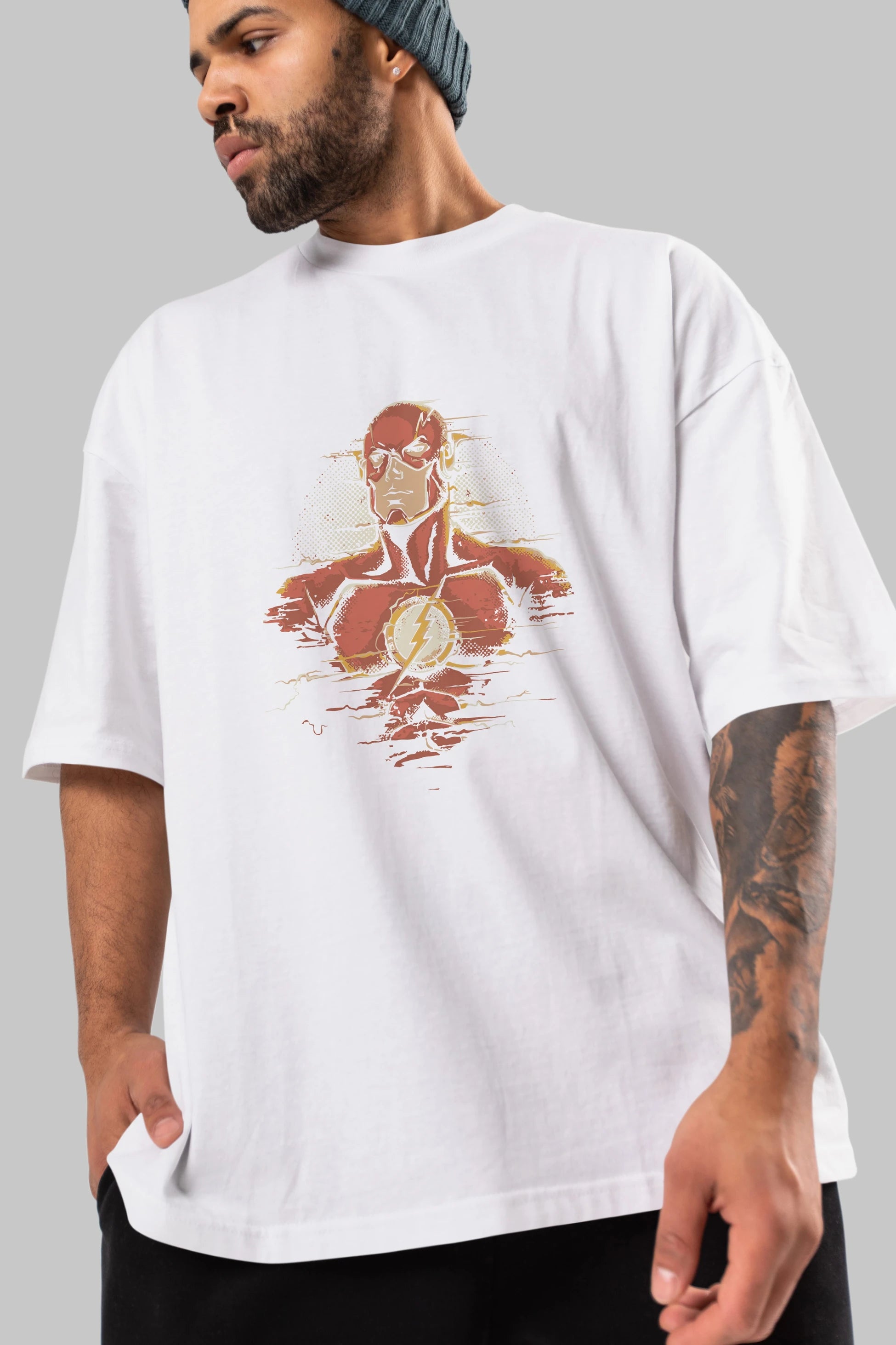 Flash Avengers Ön Baskılı Oversize t-shirt Erkek Kadın Unisex %100 Pamuk Bisiklet Yaka tişort