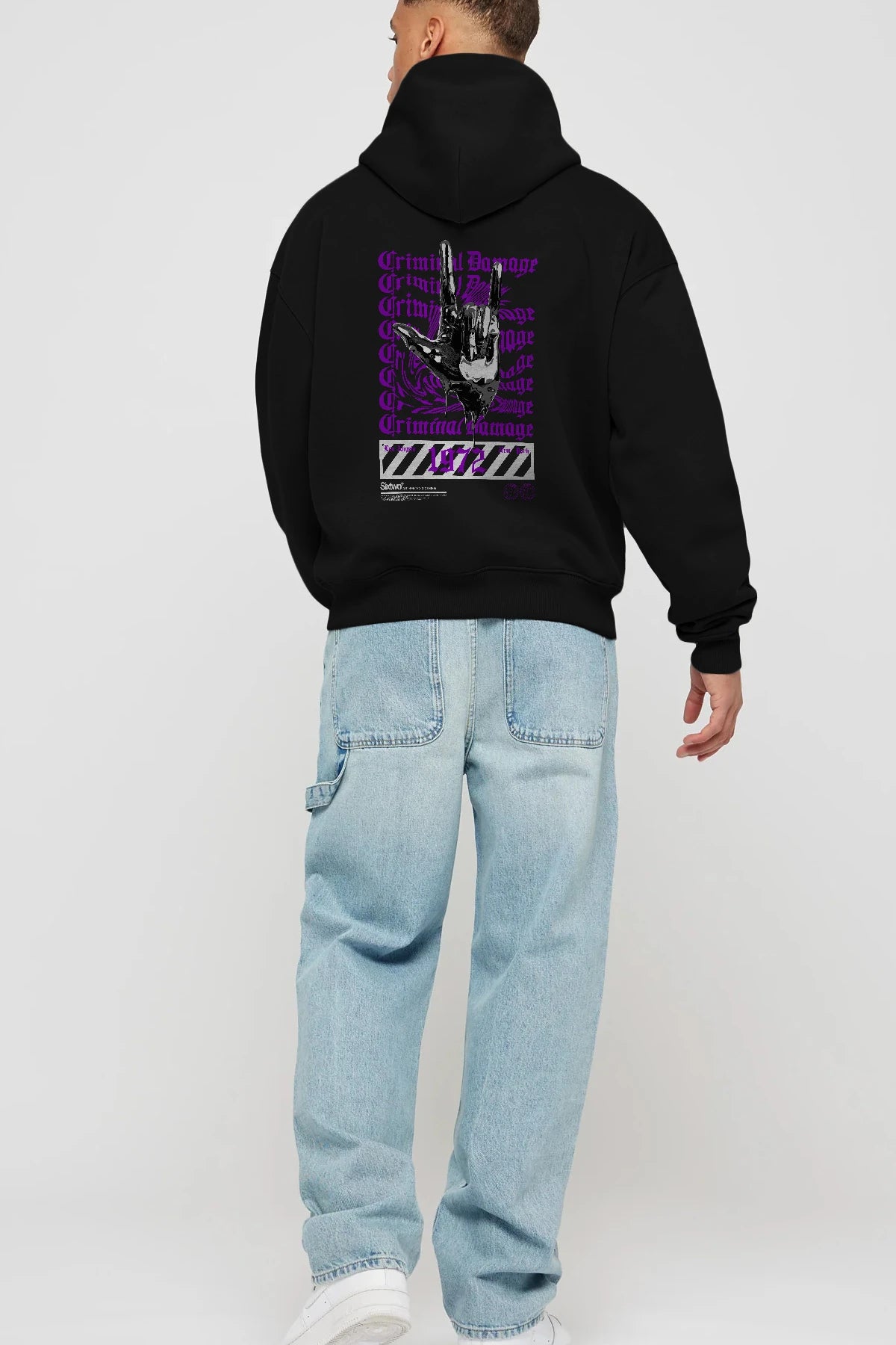 Criminal Damage 2 Arka Baskılı Hoodie Oversize Kapüşonlu Sweatshirt Erkek Kadın Unisex