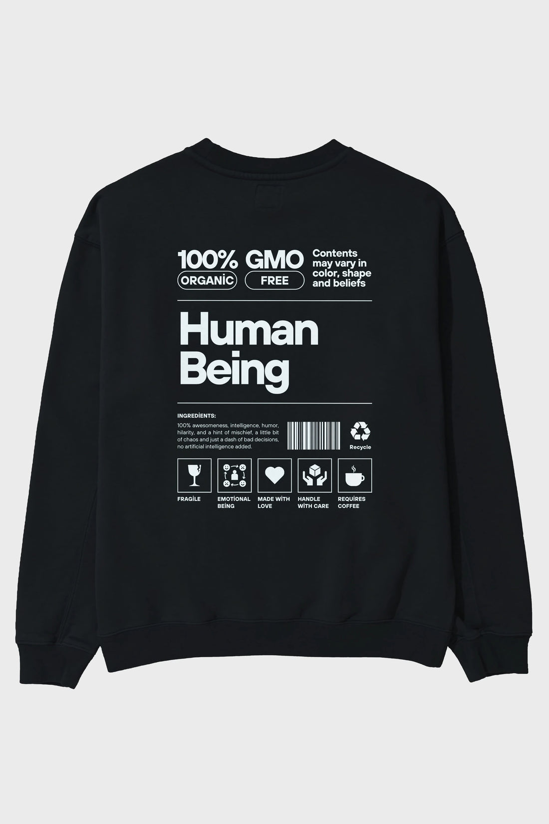 Human Being Arka Baskılı Oversize Sweatshirt Erkek Kadın Unisex