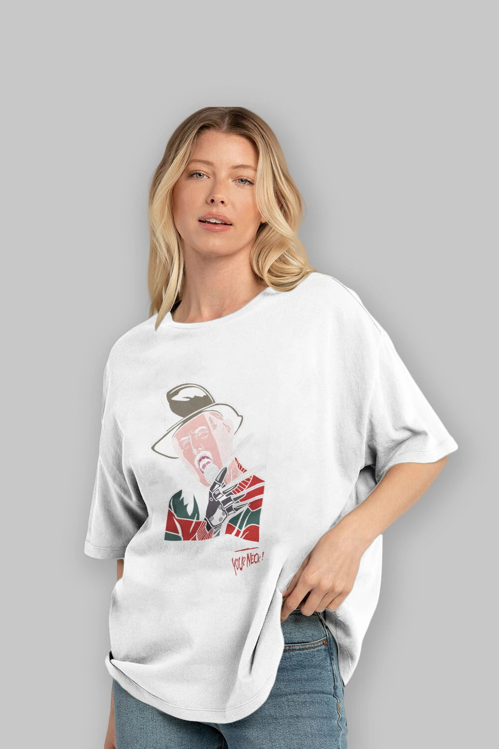 Freddy Merkrueger Ön Baskılı Oversize t-shirt Erkek Kadın Unisex %100 Pamuk tişort