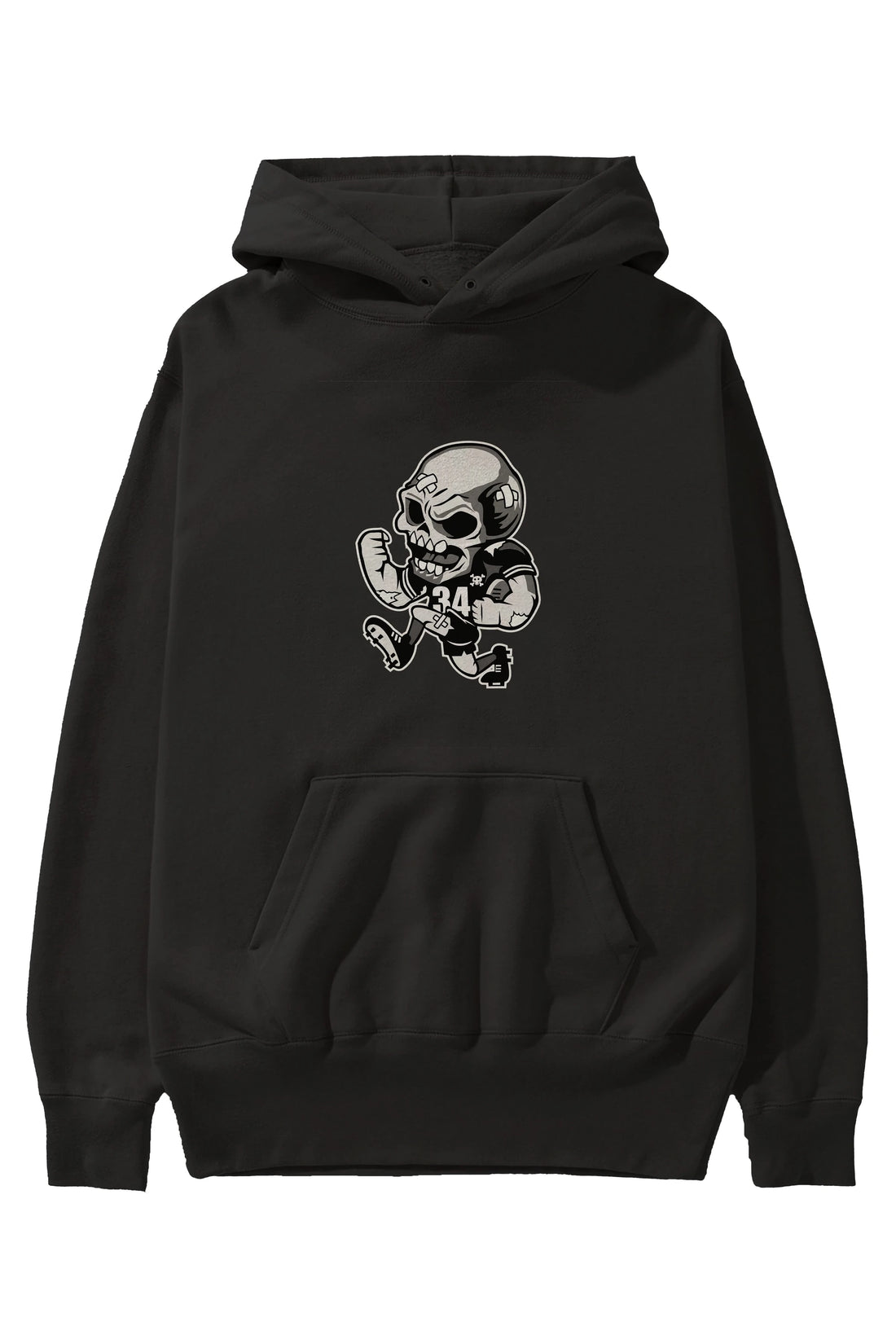 Skull Football Ön Baskılı Hoodie Oversize Kapüşonlu Sweatshirt Erkek Kadın Unisex