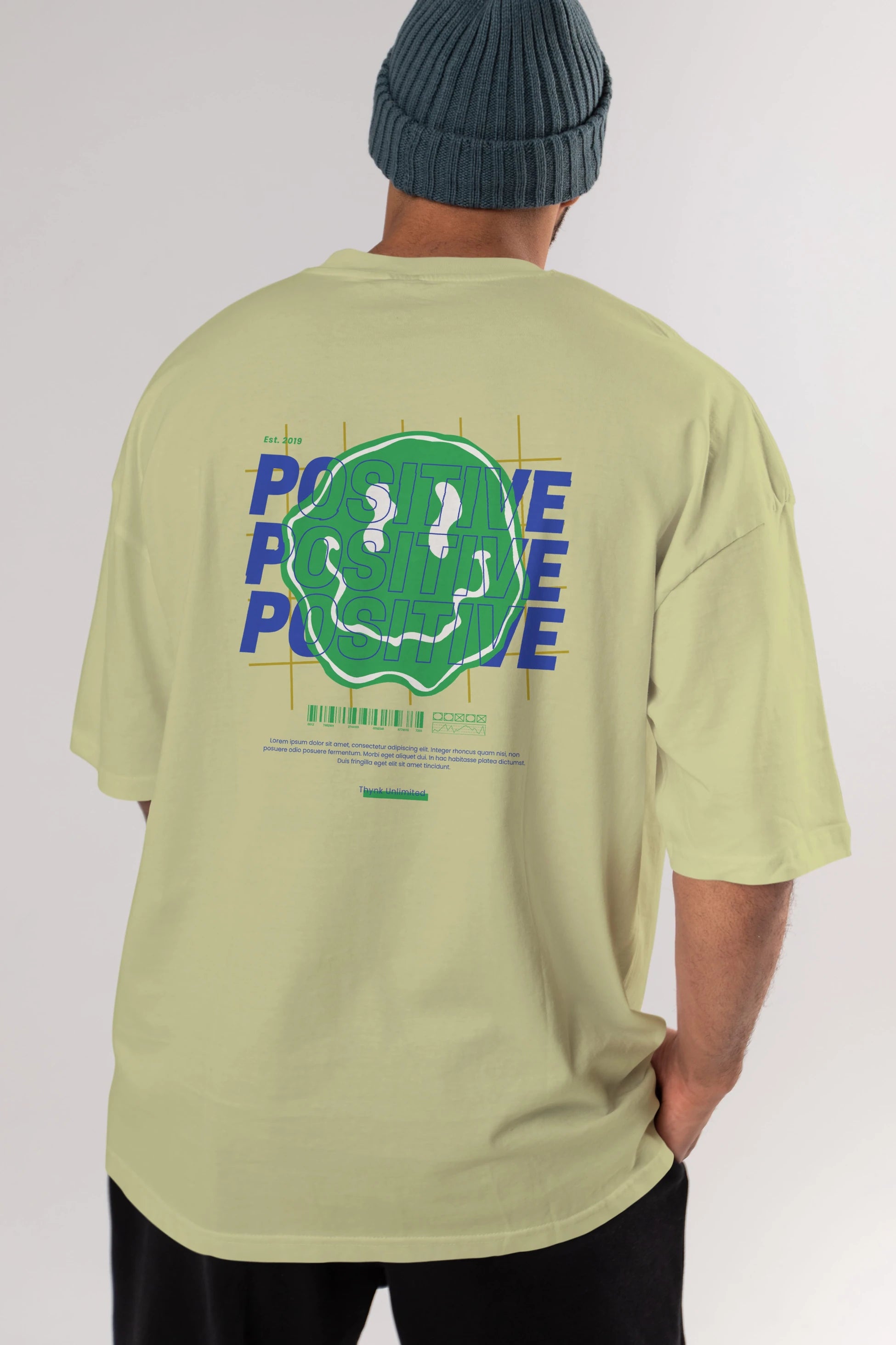 Positive 2 Arka Baskılı Oversize t-shirt Erkek Kadın Unisex