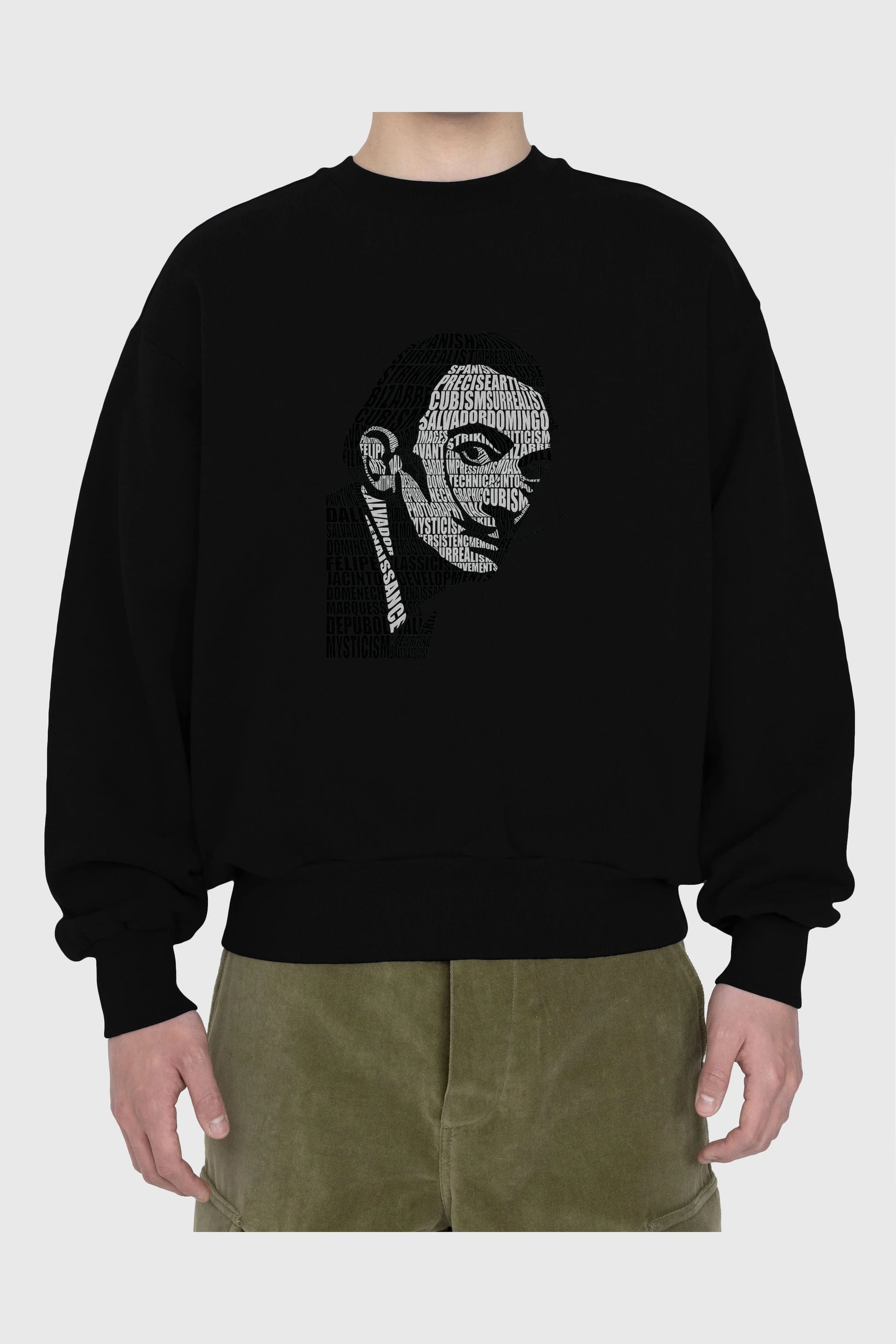 Salvador Dali Calligram Ön Baskılı Oversize Sweatshirt Erkek Kadın Unisex