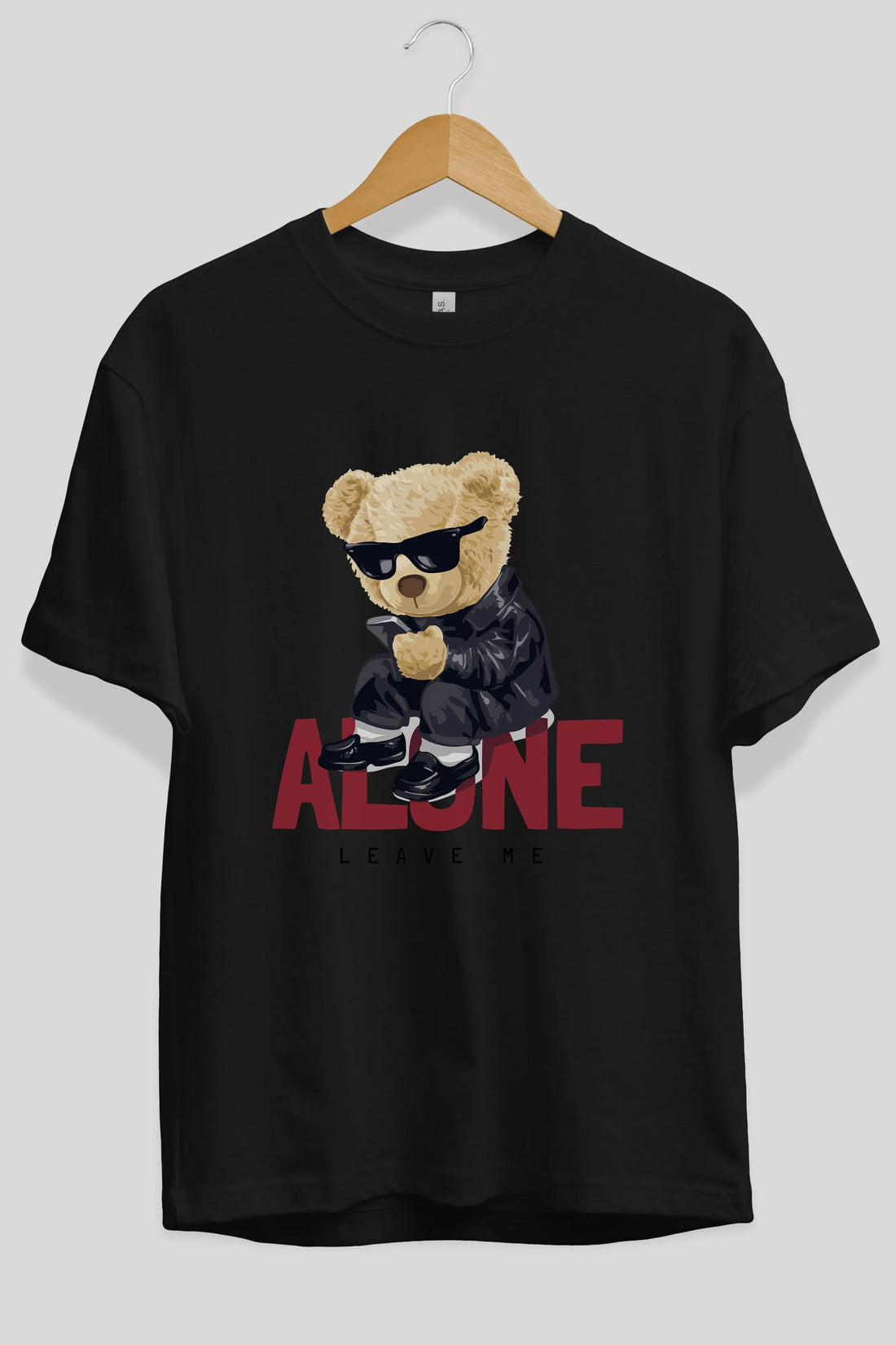 Teddy Bear Alone Ön Baskılı Oversize t-shirt Erkek Kadın Unisex %100 Pamuk
