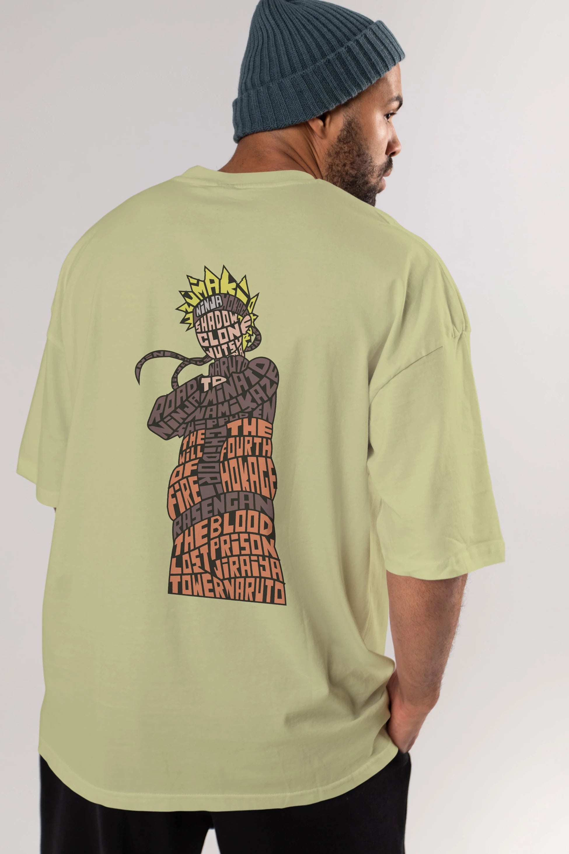 Rasengan Arka Baskılı Oversize t-shirt %100 pamuk Erkek Kadın Unisex
