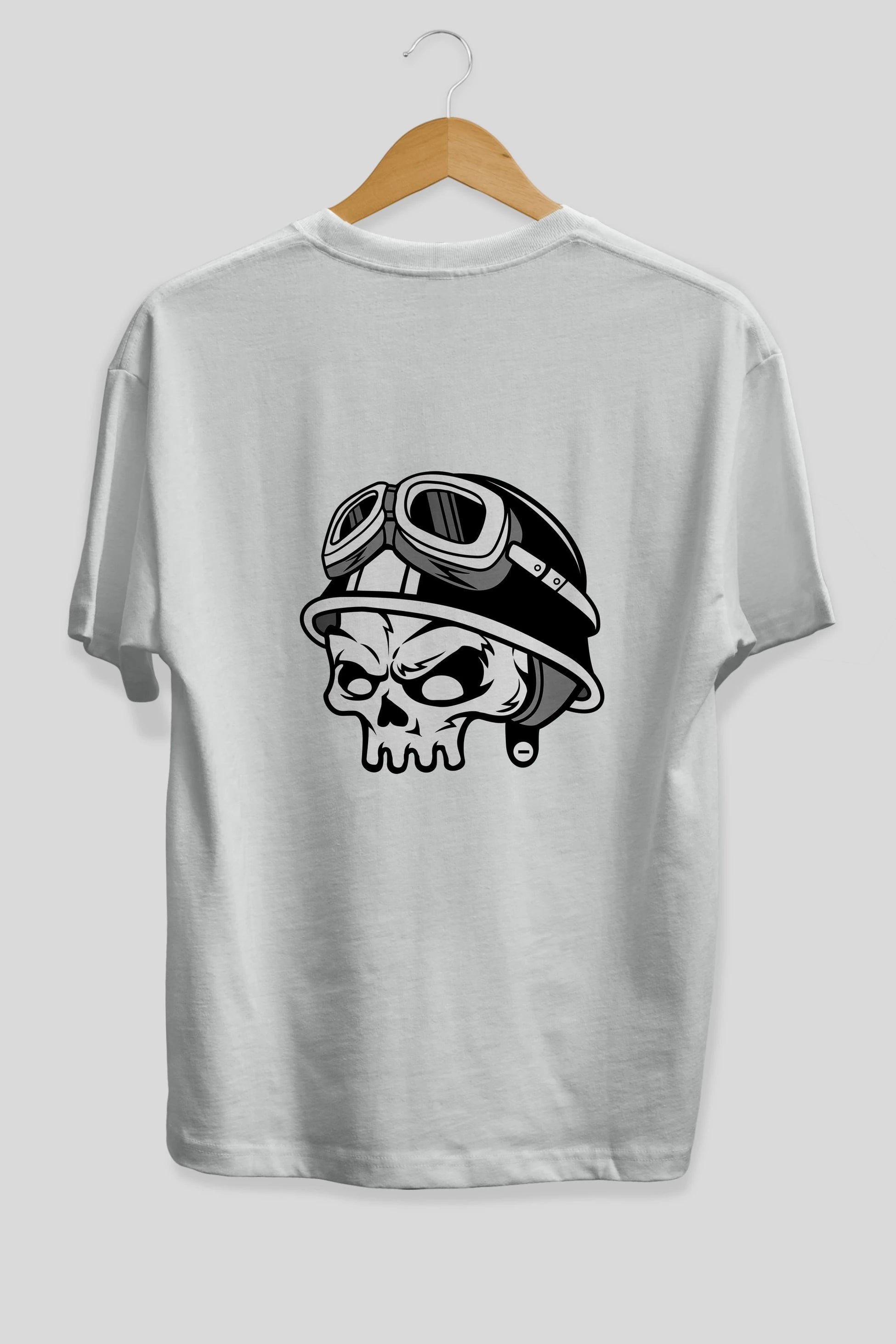 Biker Helmet Arka Baskılı Oversize t-shirt Erkek Kadın Unisex %100 Pamuk tişort