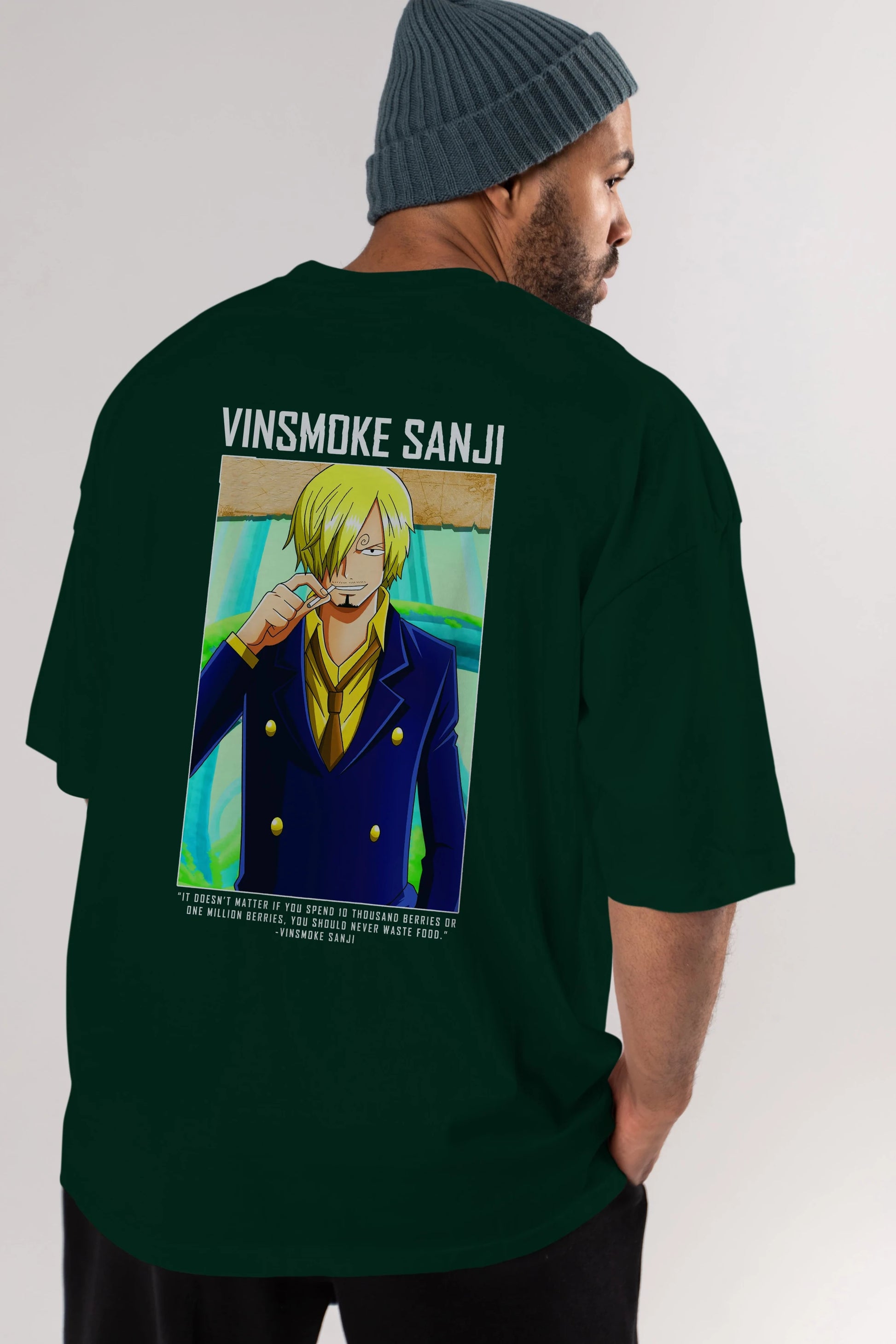 Sanji 2 Anime Arka Baskılı Oversize t-shirt Erkek Kadın Unisex %100 pamuk tişort